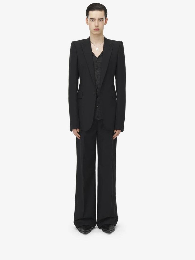 Alexander McQueen o1srvl11e0226 Stacked Shoulder Single-Breasted Jacket Black Size US S / EU 44-46 / 1 - 2 Thumbnail