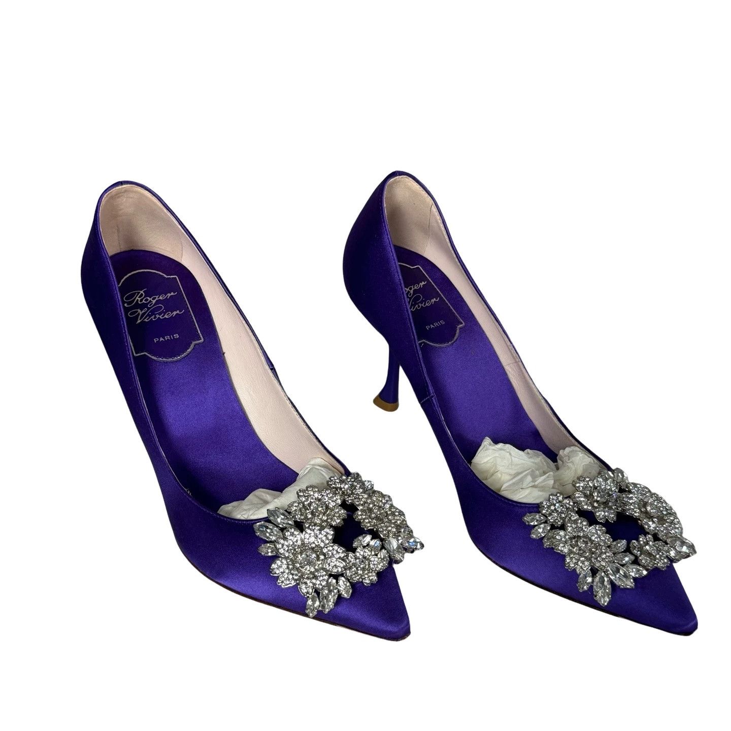 Roger Vivier Roger Vivier Satin Crystal Buckle Heels 36.5 Size US 6.5 / IT 36.5 - 1 Thumbnail