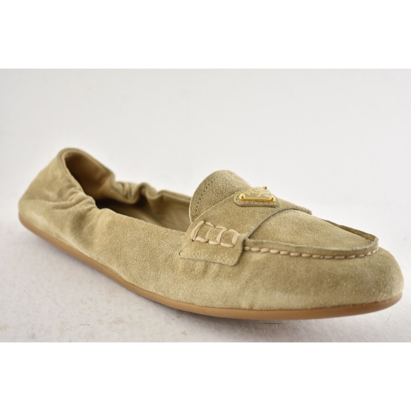 Prada Prada Ecru Beige Suede Logo Scrunch Loafer Flat 38 Size US 8 / IT 38 - 5 Thumbnail
