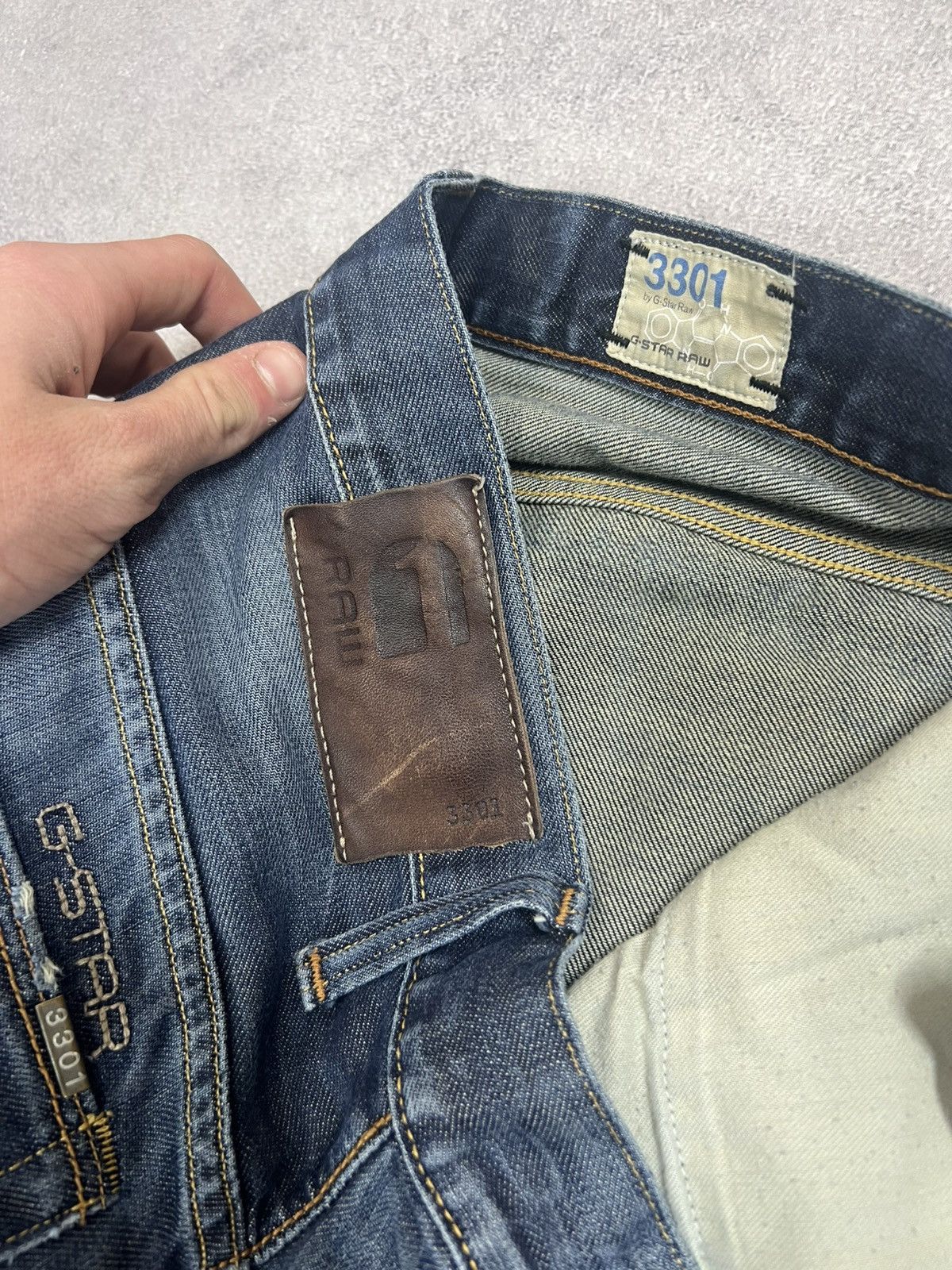 Vintage Vintage Streetwear G-Star Baggy Ripped Washed Denim Distress Size US 33 - 10 Thumbnail