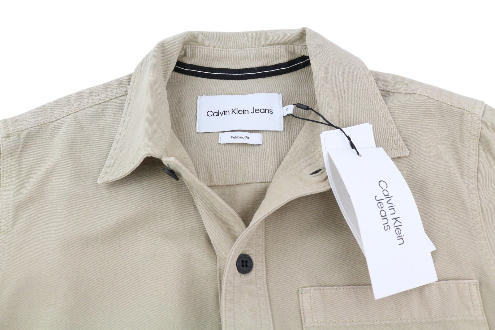 Calvin Klein XS Beige Relaxed Fit Buttoned Patch Pocket Shirt 85352 Size US XS / EU 42 / 0 - 4 Thumbnail