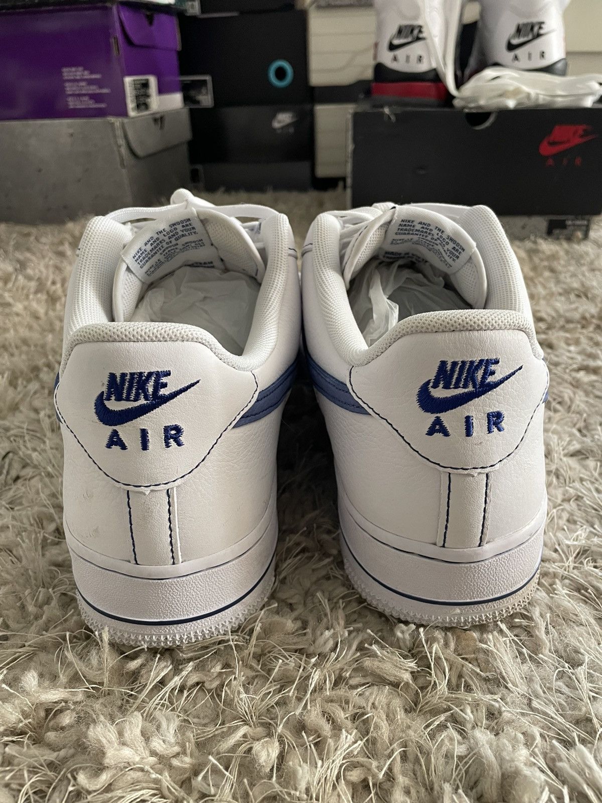 Nike Nike Air Force 1 White Deep Royal Size US 11.5 / EU 44-45 - 7 Thumbnail