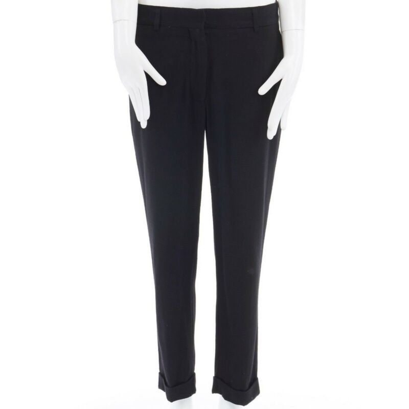 Haider Ackermann HAIDER ACKERMANN black fleece wool slim leg casual trousers pants FR36 32" Size 26" / US 2 / IT 38 - 1 Thumbnail