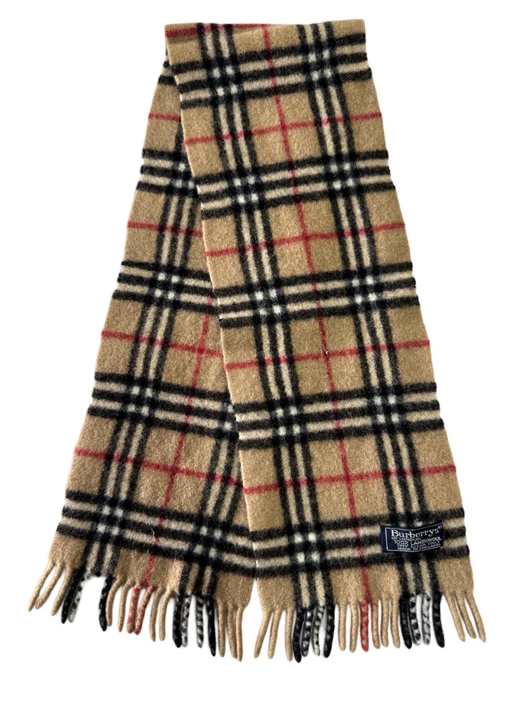 Burberrys Classic Check Scarf Beige 100% Wool Unisex Scarf