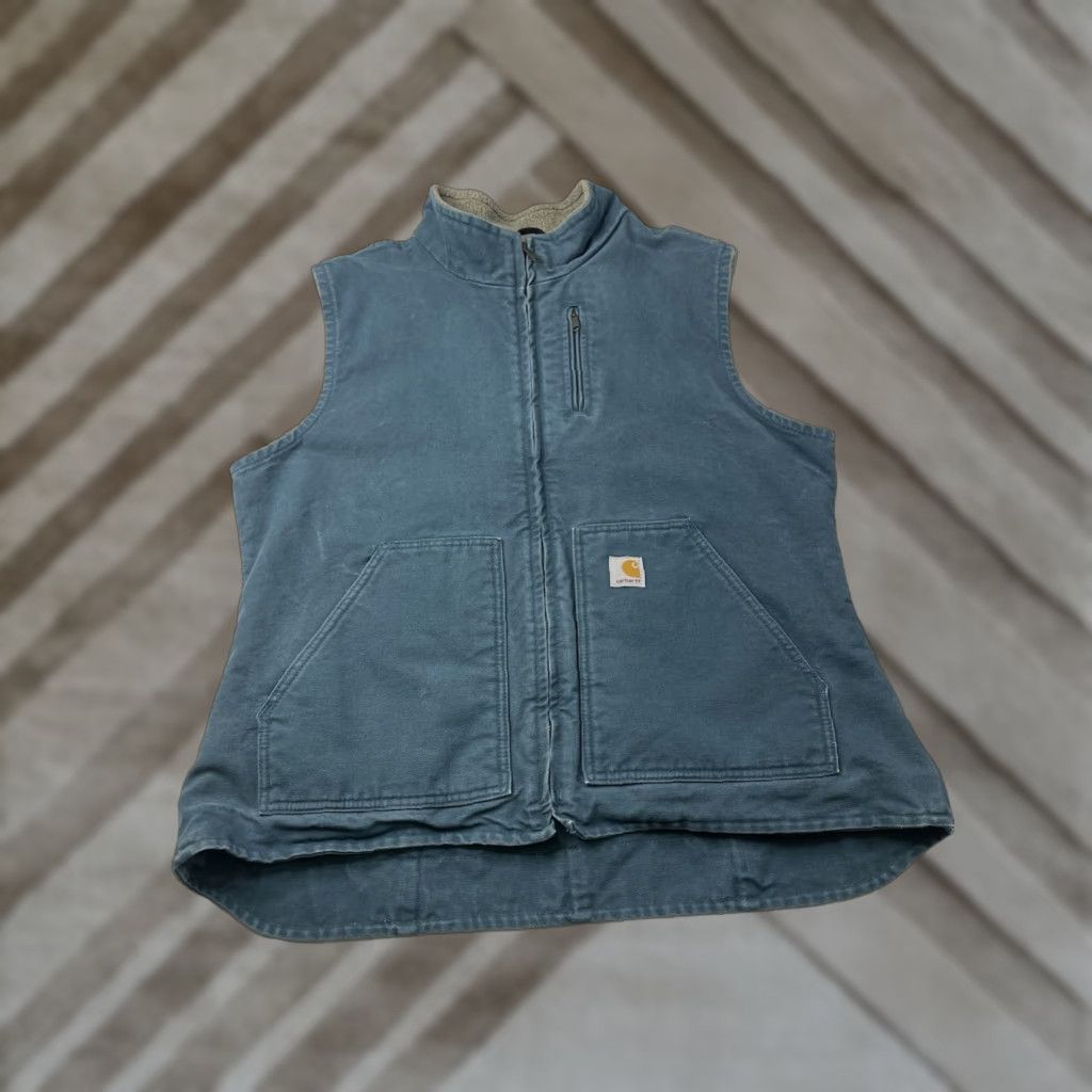 Carhartt Carhartt Vest Womens WV001 DTL Sherpa Lined Teal Blue Canvas Size XL Vintage Y2K Size XL / US 12-14 / IT 48-50 - 1 Thumbnail