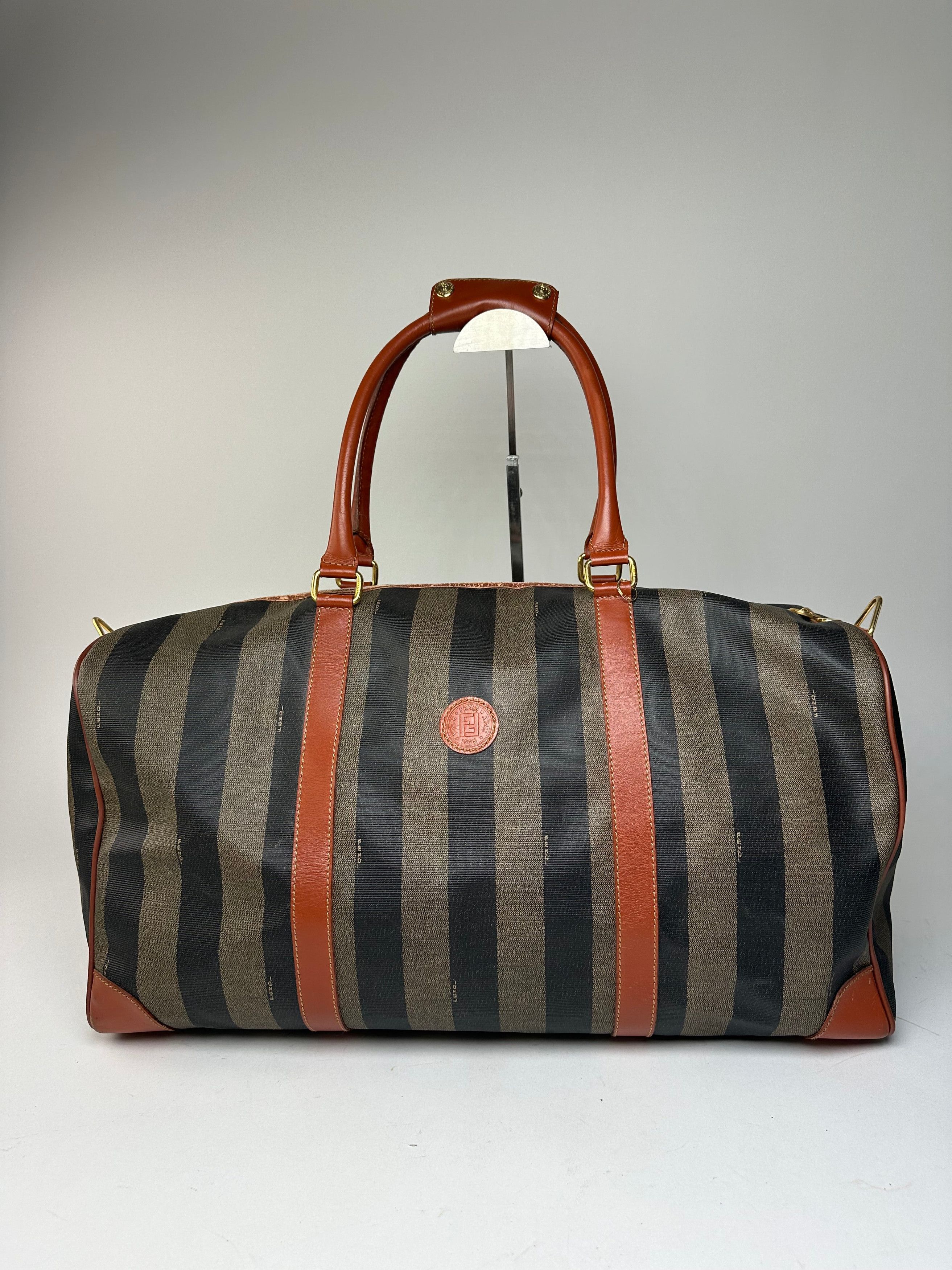 Fendi Vintage Roma Leather Duffel Bag Black Brown Size ONE SIZE - 1 Thumbnail