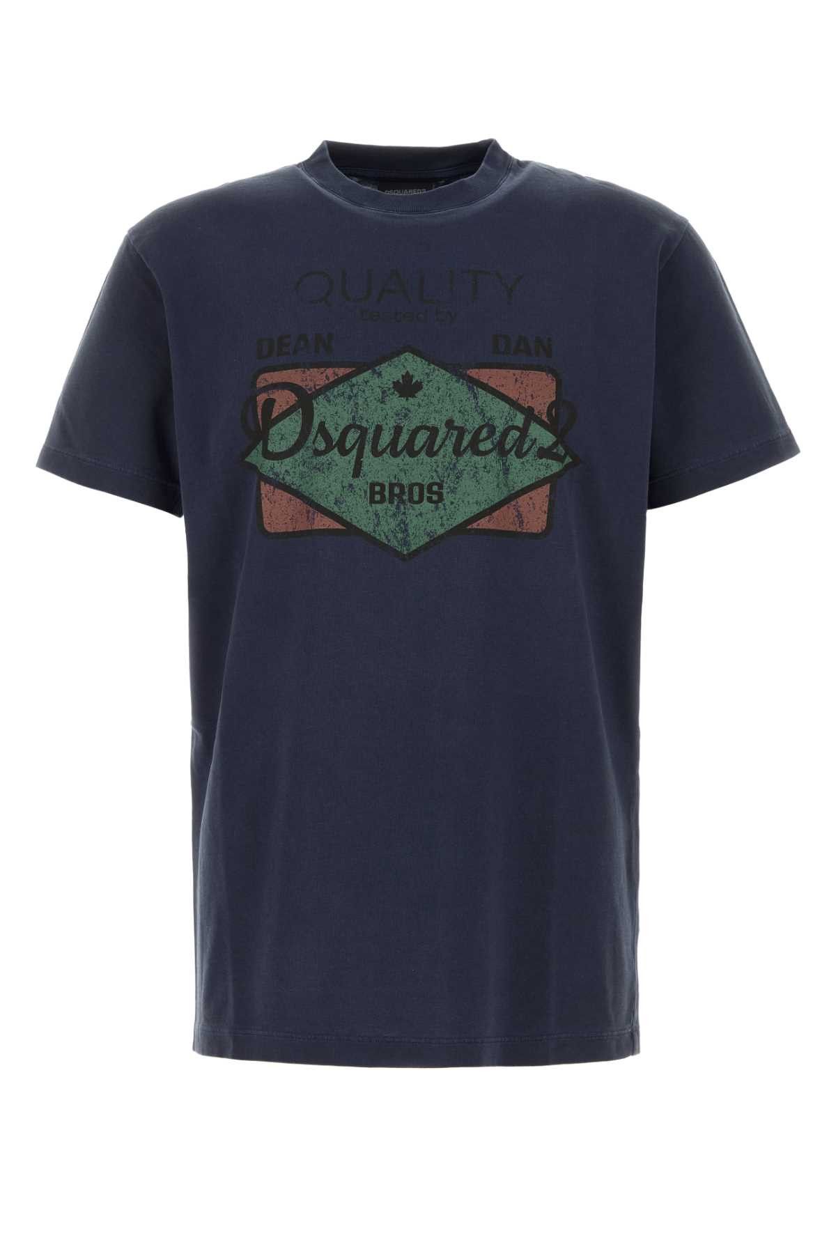 Dsquared2 Navy Blue Cotton T-Shirt Size US S / EU 44-46 / 1 - 1 Thumbnail