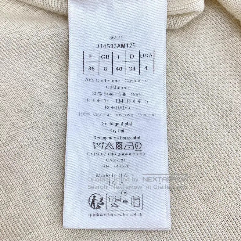 Dior Dior Nude bee embroidery cashmere round-neck short-sleeved Size XS / US 0-2 / IT 36-38 - 6 Thumbnail