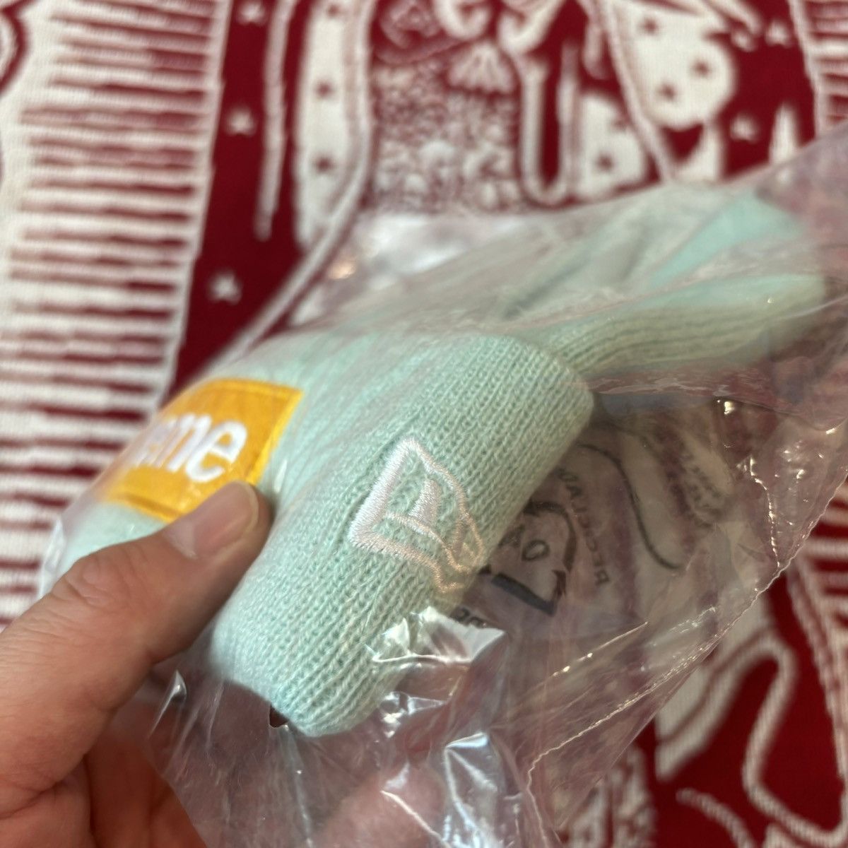 New Era × Supreme FW17 Supreme New Era Box Logo Beanie Ice Blue Size ONE SIZE - 12 Thumbnail