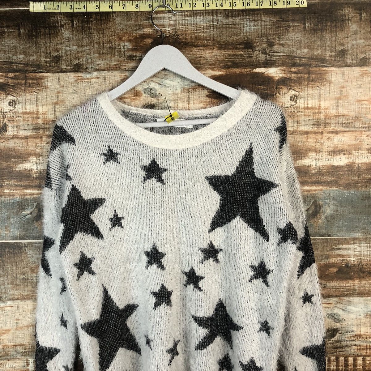 Japanese Brand DL Culots Star White Mohair fur shag Knitwear #C367 Size M / US 6-8 / IT 42-44 - 2 Thumbnail