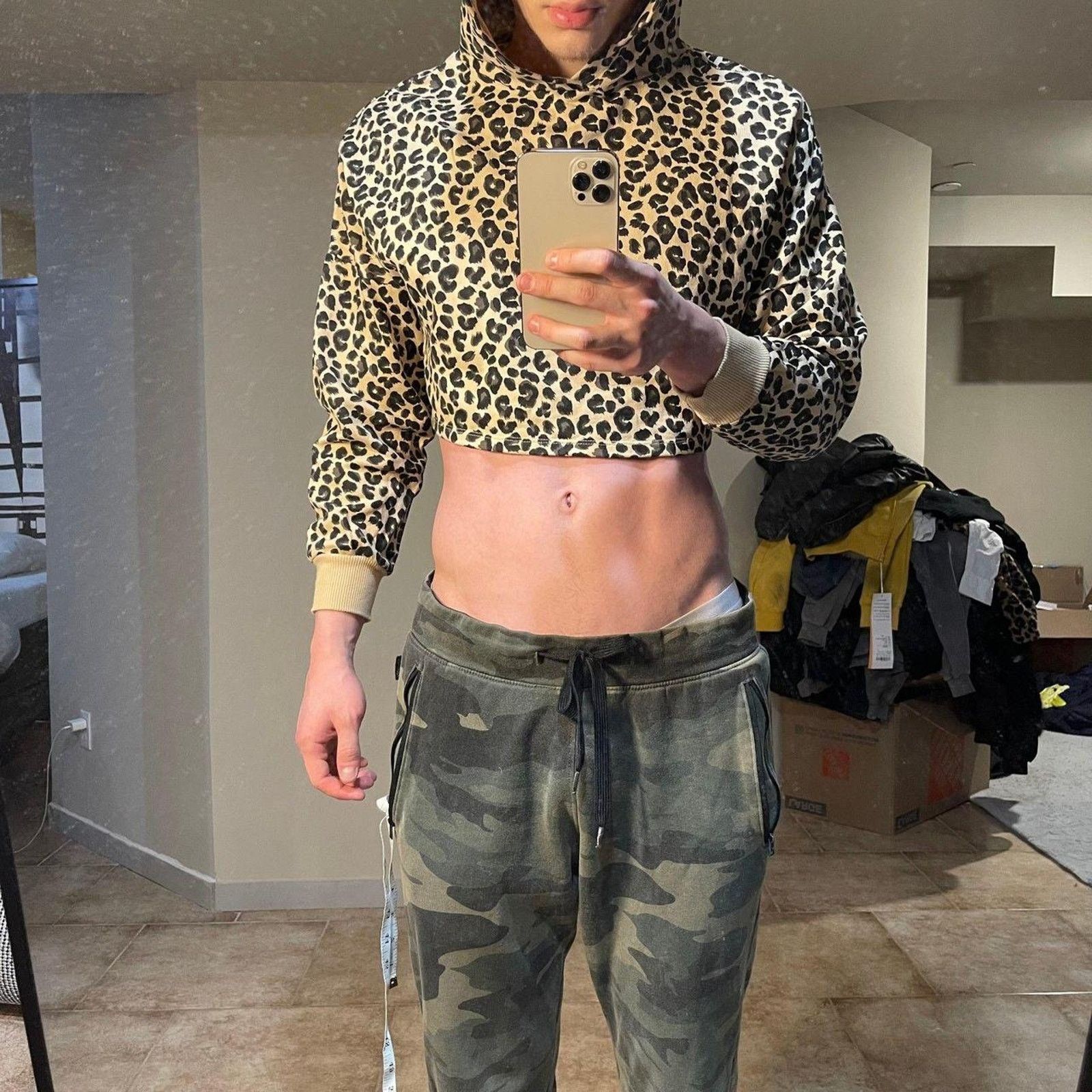 H&M Vintage Leopard Cheetah Print H&M Cropped Hoodie Crop Top Size S / US 4 / IT 40 - 9 Thumbnail