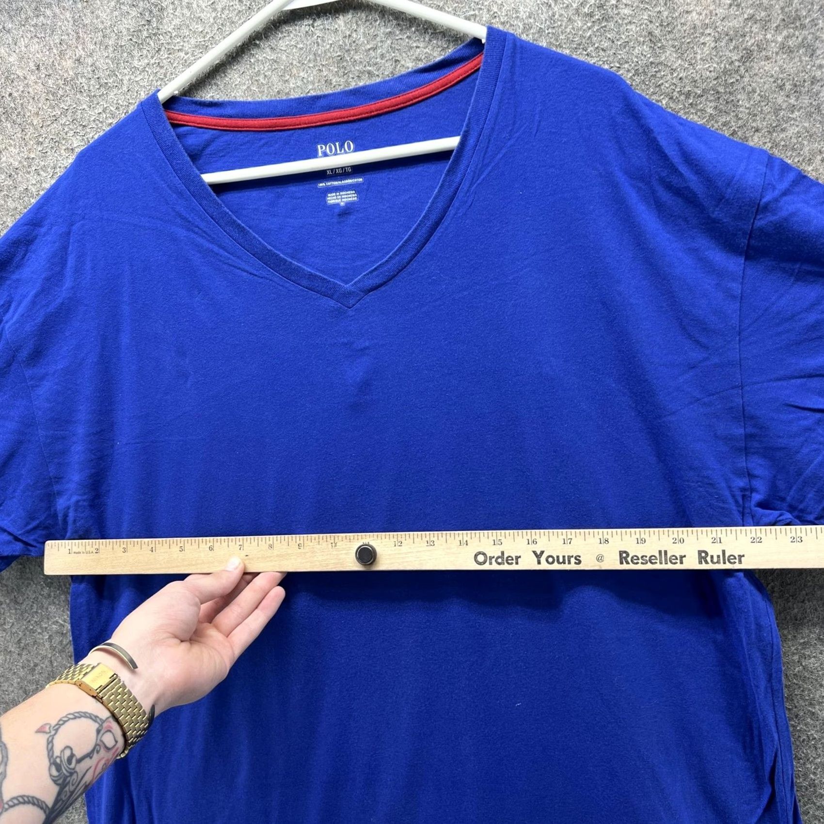 Polo Ralph Lauren Polo Ralph Lauren Shirt Mens XL Blue V-Neck 100% Cotton Casual Tee T-Shirt Size US XL / EU 56 / 4 - 4 Thumbnail