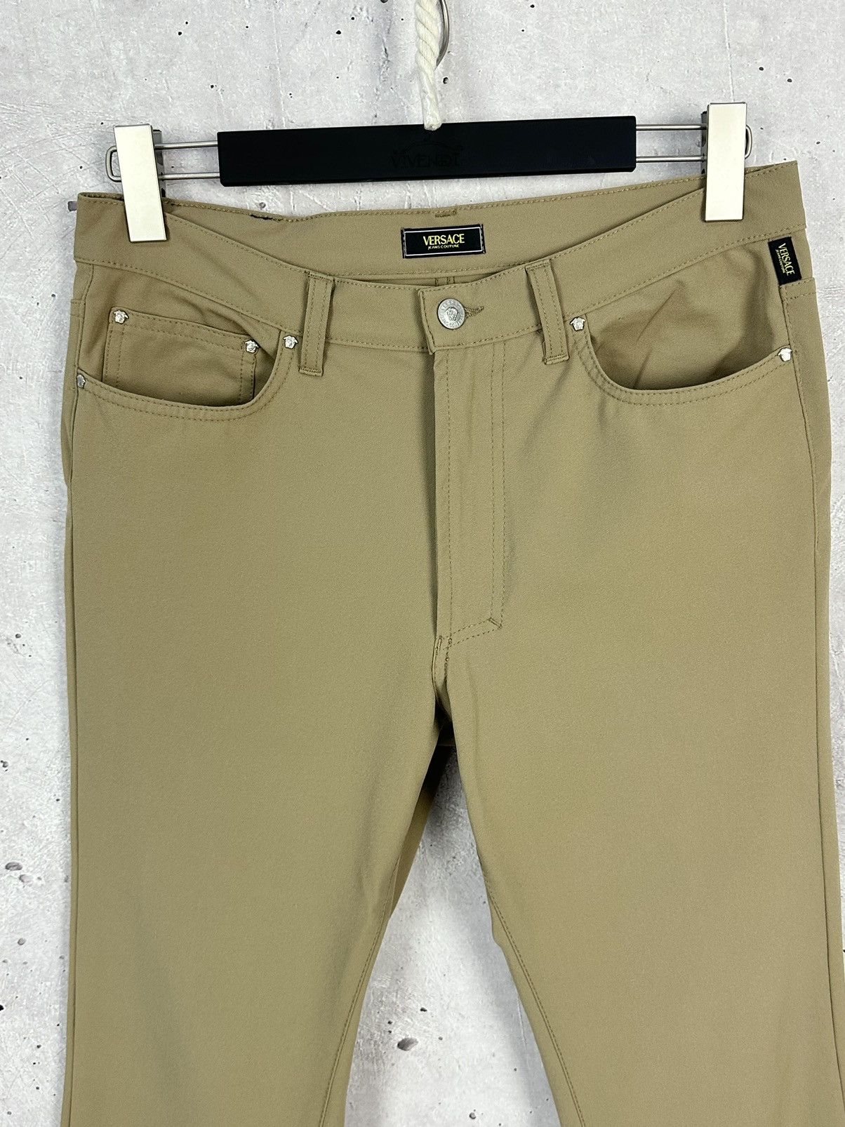 Versace Jeans Couture × Vintage Vintage Versace Jeans Couture Beige Women’s Trousers Size 28" / US 6 / IT 42 - 2 Thumbnail