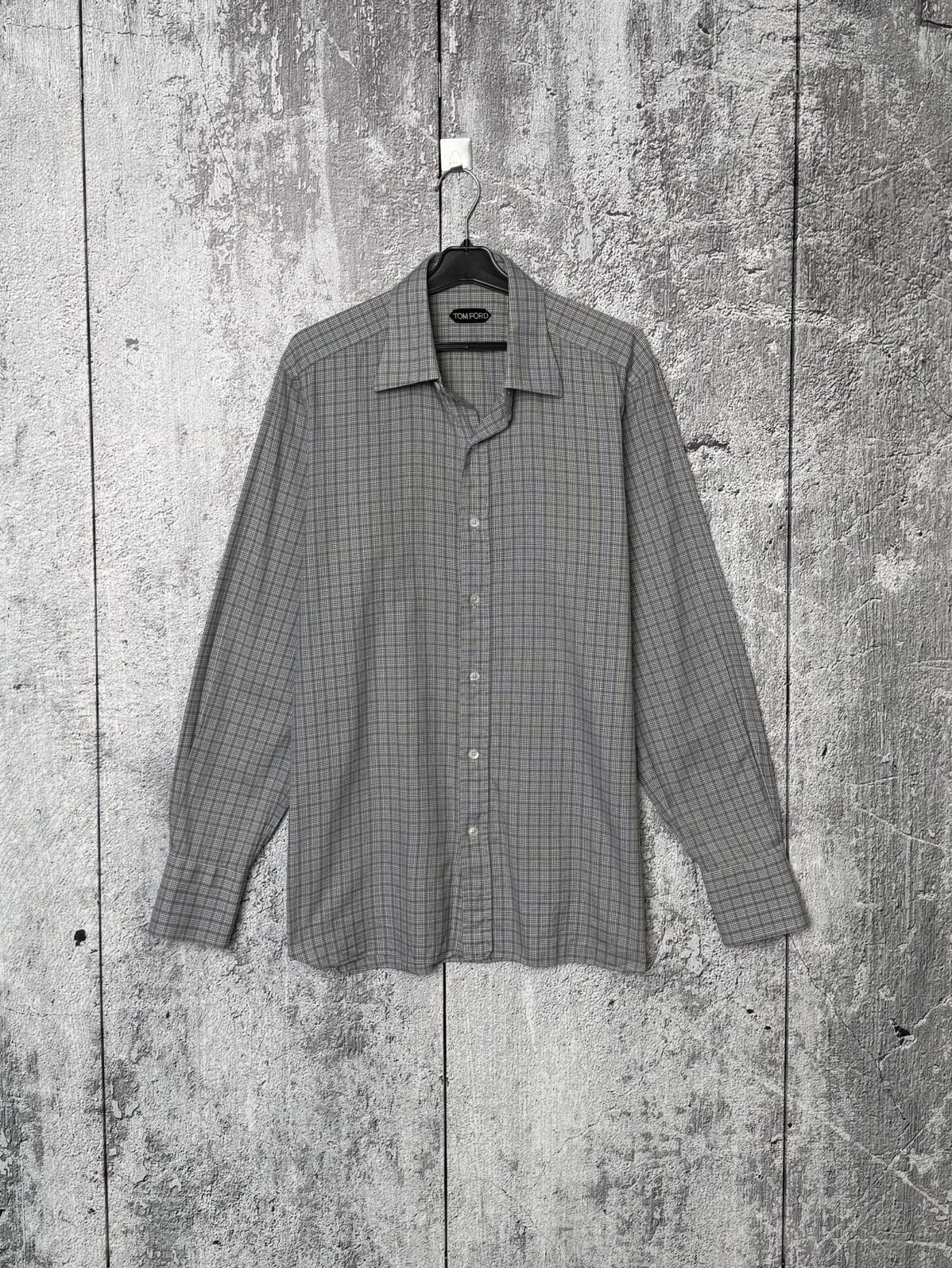 Tom Ford Tom Ford 94S1JE Grey Plaid Button Up Shirt Long Sleeve Men’s Size US L / EU 52-54 / 3 - 1 Thumbnail