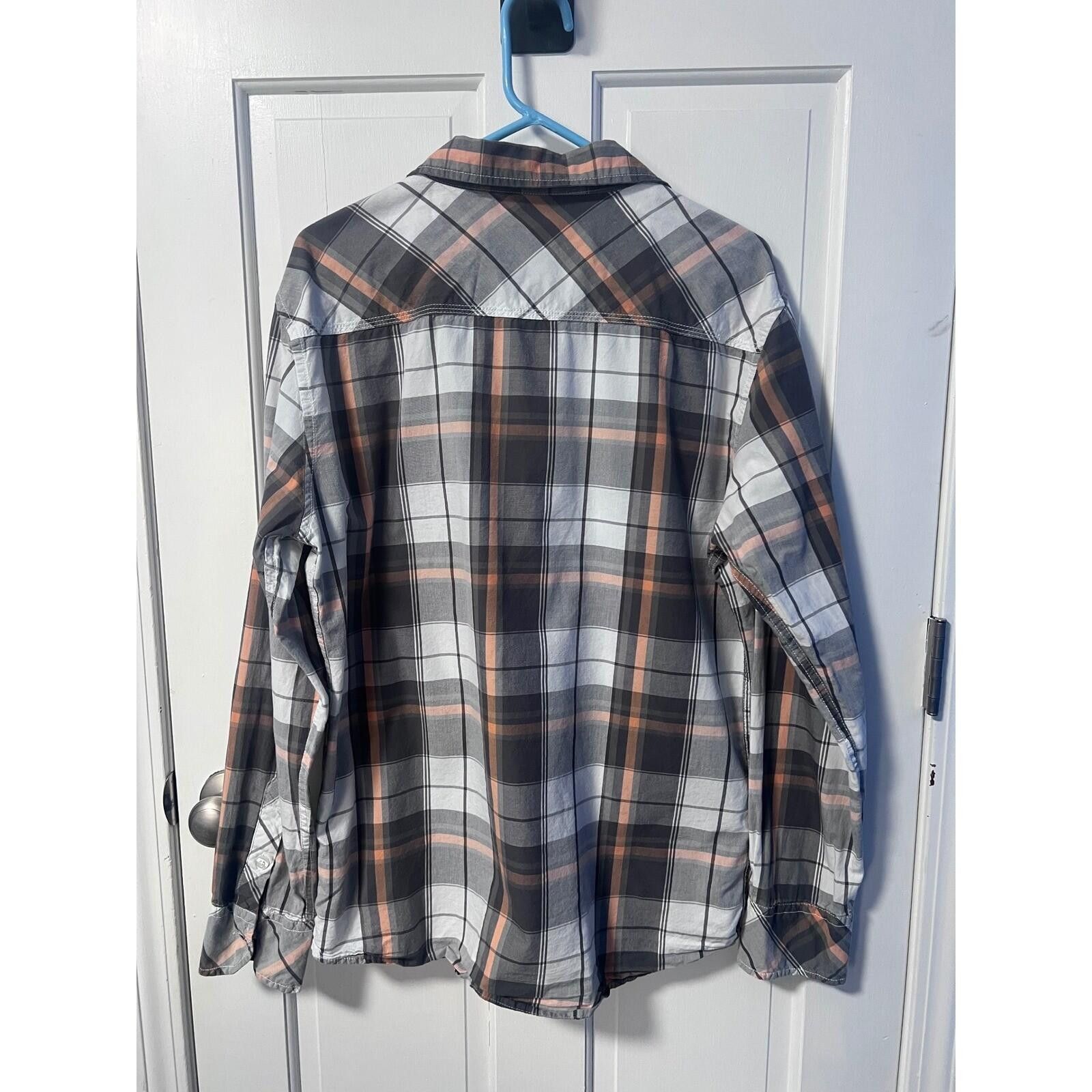 Other Reclaim Plaid Button Down Mens L Grey Orange Athletic Fit Size US L / EU 52-54 / 3 - 3 Thumbnail