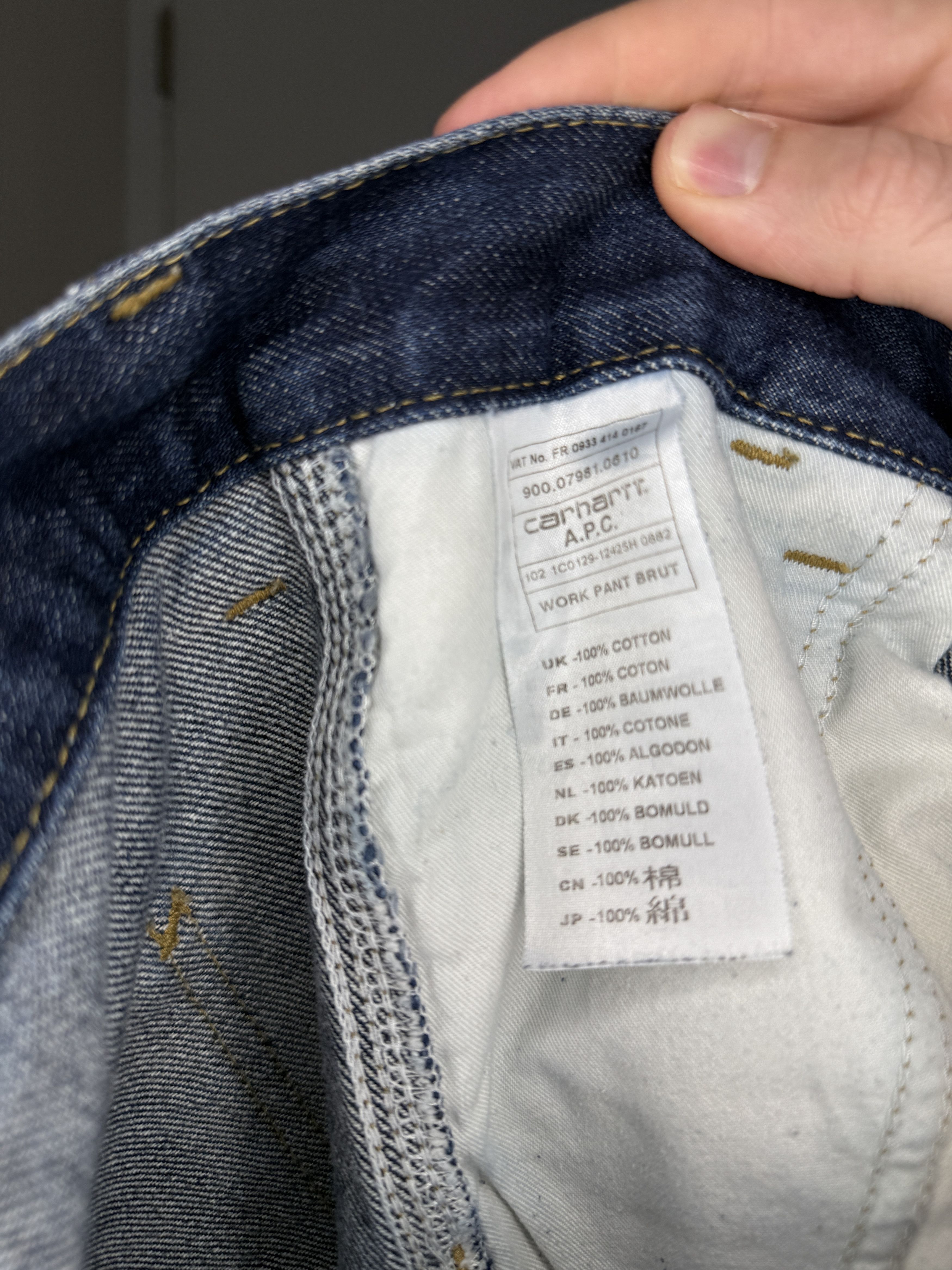 A.P.C. × Carhartt Wip Carhartt WIP x A.P.C. Work Pant Brut Raw Denim 34 Size US 34 / EU 50 - 4 Thumbnail