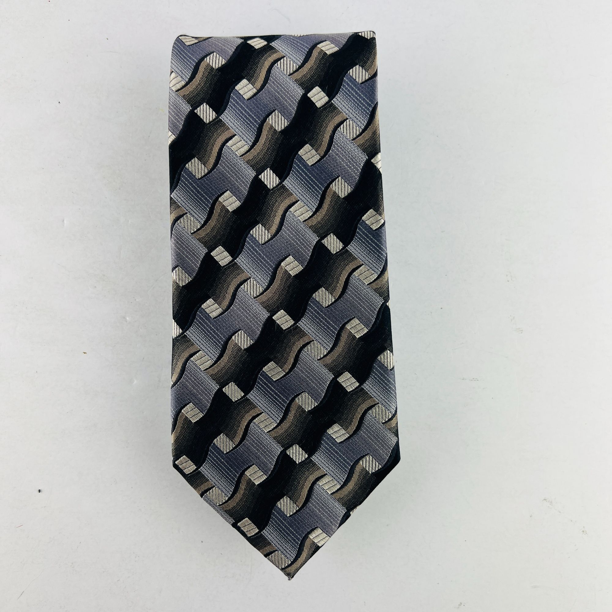 Arrow Arrow Dress Necktie Tie 100% Silk Brown Silver Earthtones Size ONE SIZE - 2 Thumbnail
