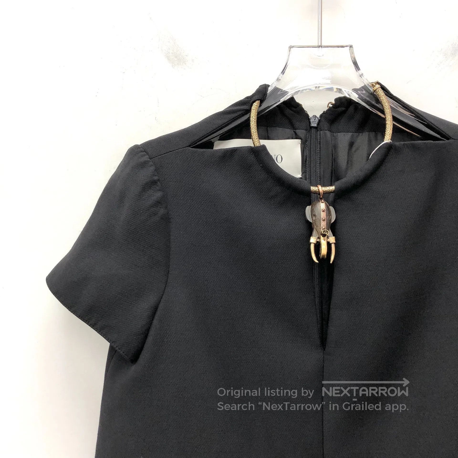 Valentino Valentino Black Tribal Necklace Design Wool Crew Neck Shor Size XS / US 0-2 / IT 36-38 - 3 Thumbnail