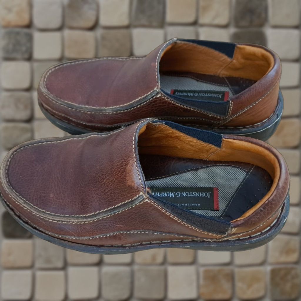 Johnston & Murphy VINTAGE Johnston & Murphy Brown Leather Stitched Uppers Slip-On sz 10.5 M US Dress Oxford Men's Shoes Size US 10 / EU 43 - 1 Thumbnail