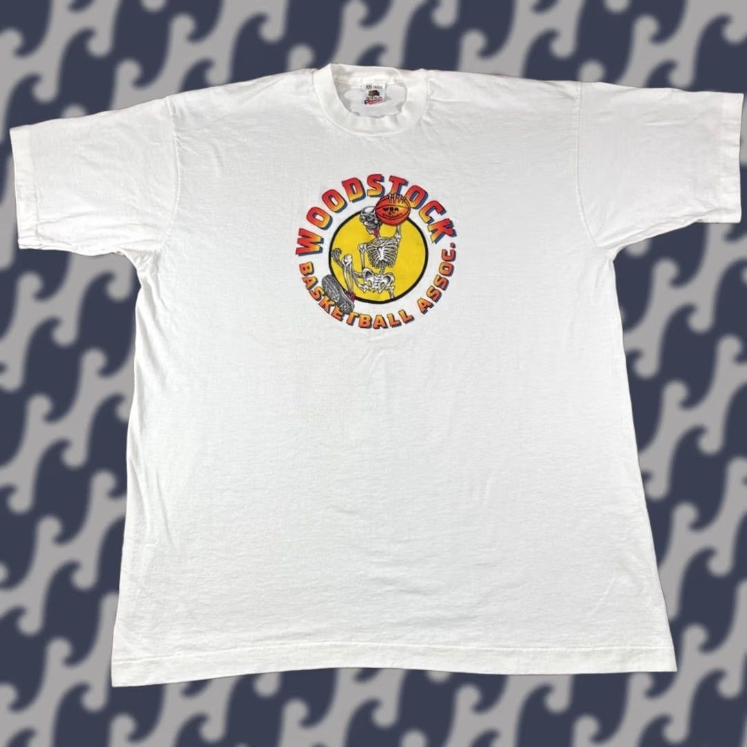 Fruit Of The Loom VINTAGE 1994 Woodstock Basketball Association WBA 5th Tourney T-Shirt XL White Cotton Men Rock 90s Band Hippie Size US XL / EU 56 / 4 - 1 Thumbnail