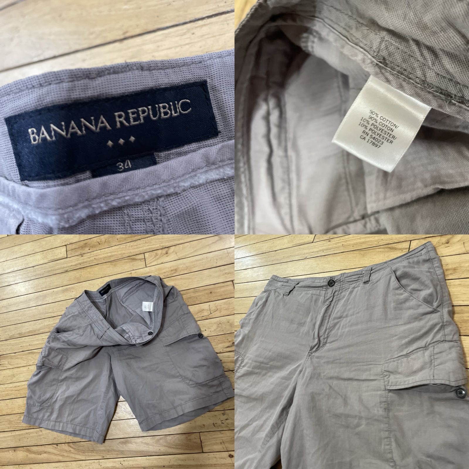 Banana Republic BANANA REPUBLIC Lightweight Cargo Shorts Men 34 Gray Outdoor Casual 34x10 Cotton Polyester Zip Pocket Regular Rise 10in Check 90s? Size US 34 / EU 50 - 9 Thumbnail