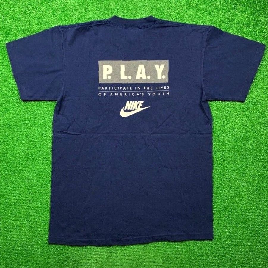 VINTAGE Nike Graphic T-Shirt Men Medium Navy Ghost Writer 90s Retro TV Movie Collectible