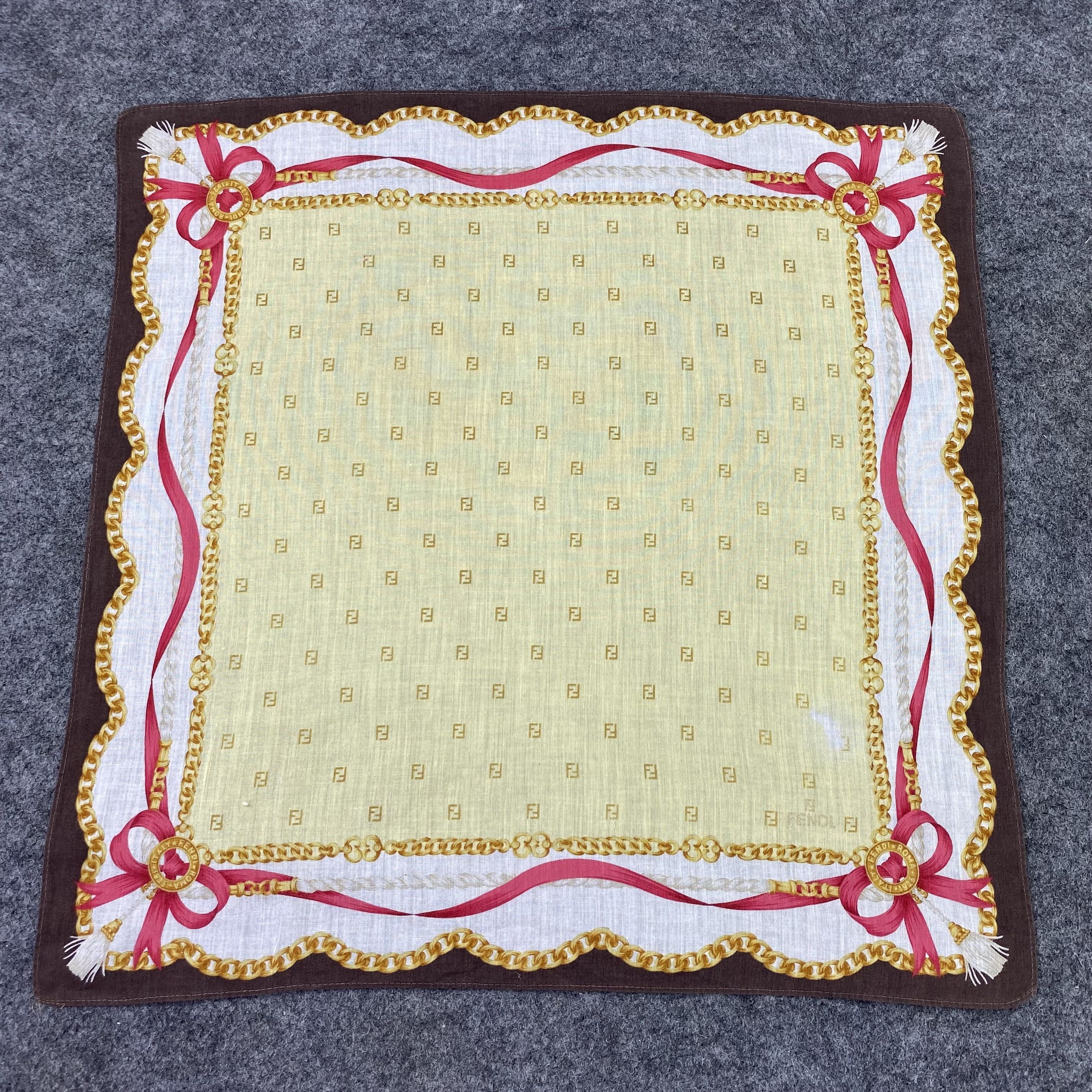Designer Vintage Fendi Monogram Handkerchief/Bandana/Neckerchief-B753 Size ONE SIZE - 3 Thumbnail