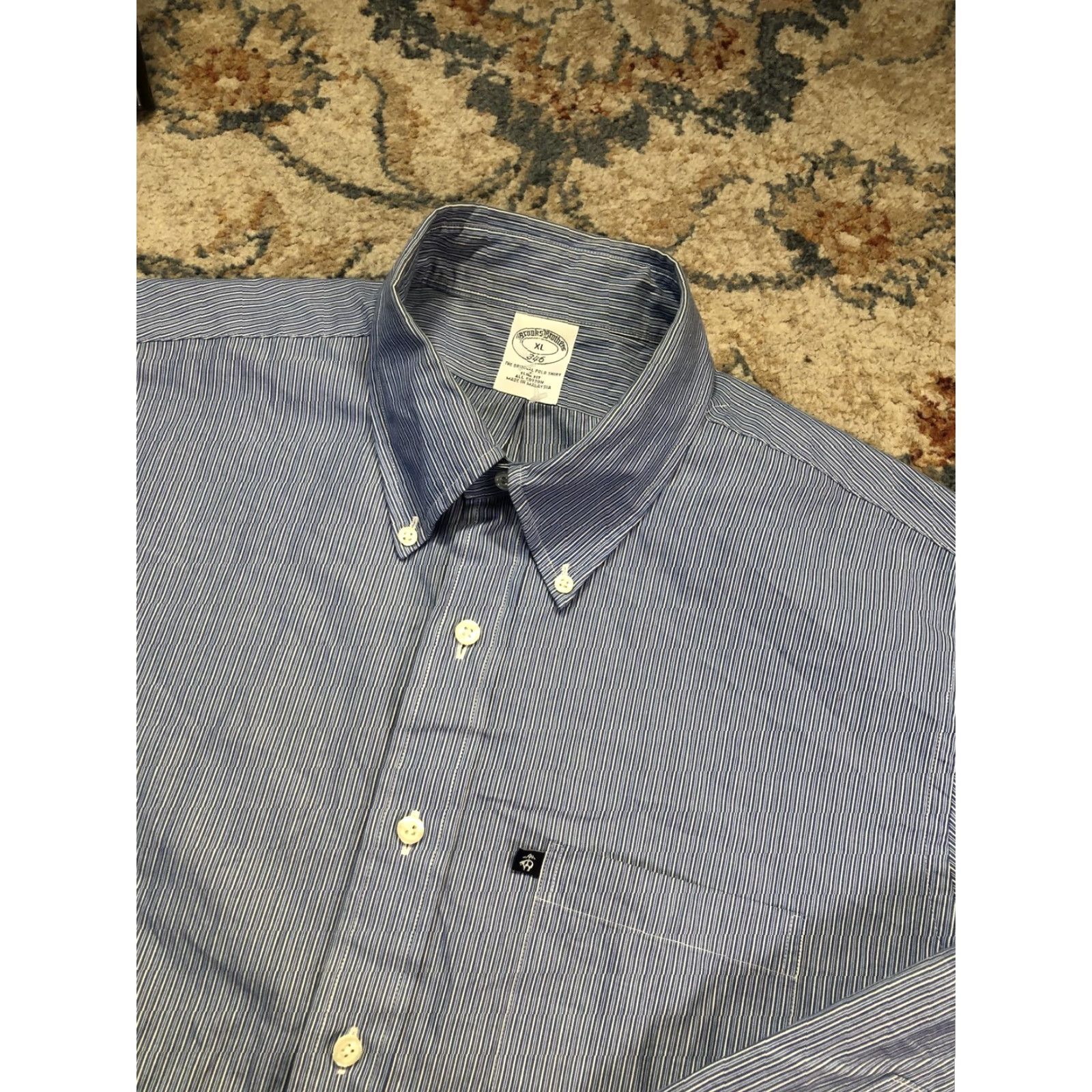 Brooks Brothers Brooks Brothers Shirt Mens XL Blue Stripe Slim Fit Long Sleeve Button Down Size US XL / EU 56 / 4 - 7 Thumbnail