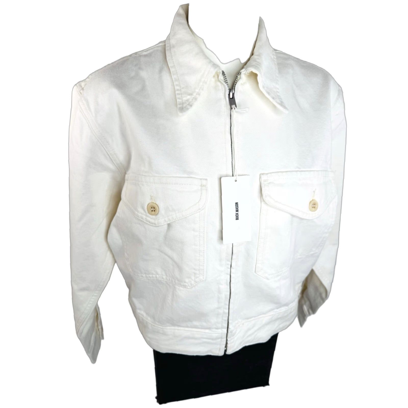 Buck Mason Buck Mason - Womens S Twill Mechanics Jacket - Crop, Natural Ridge / Ivory, 23" Measurements, New with Tag Size S / US 4 / IT 40 - 1 Thumbnail
