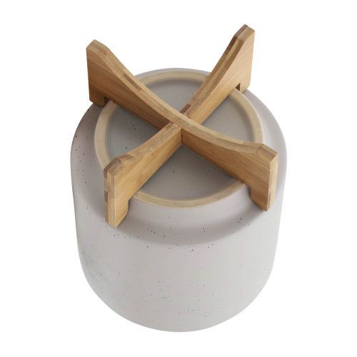 Designer × Homemade 10" PLANTER W/ WOOD STAND, MATTE BEIGE Size US L / EU 52-54 / 3 - 6 Thumbnail