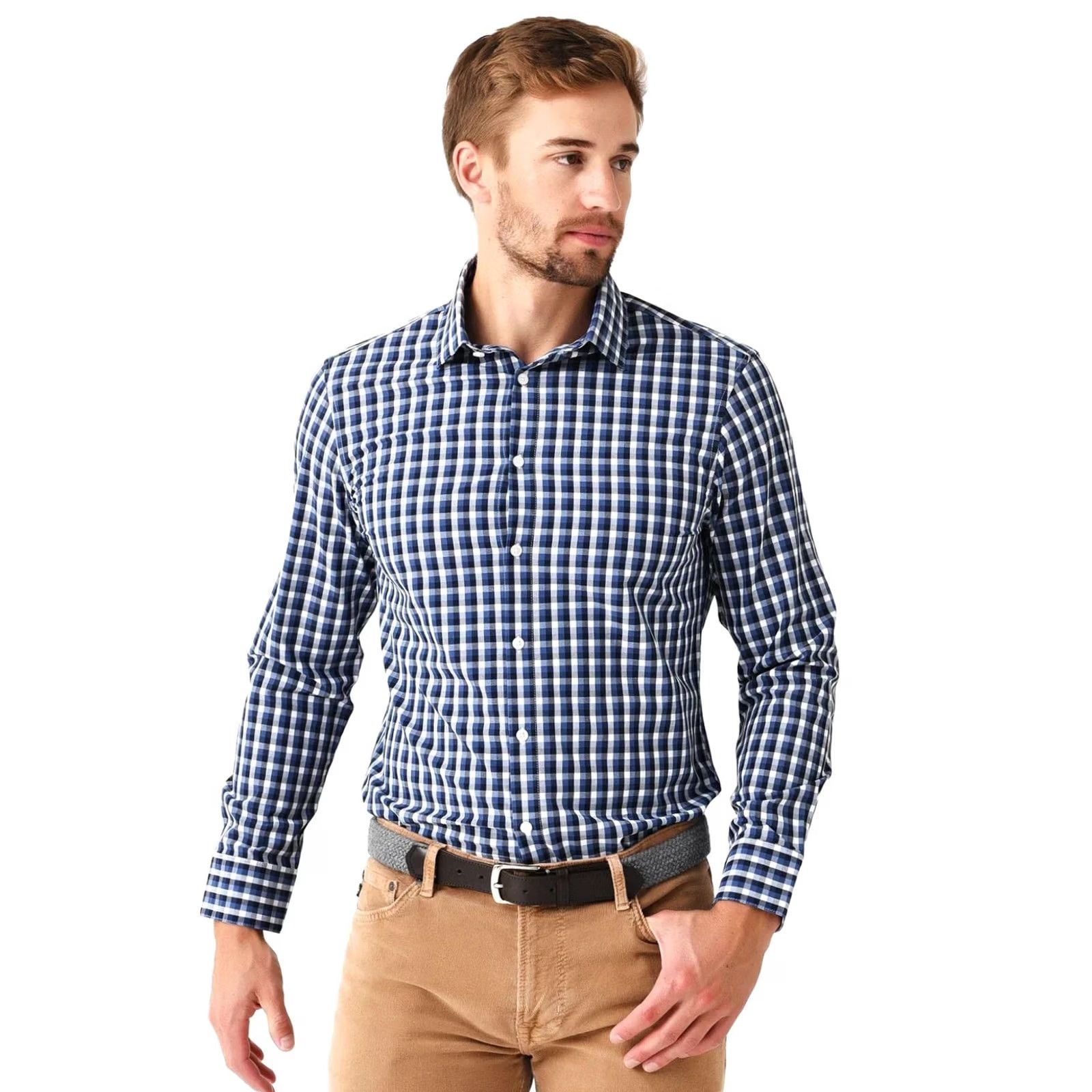 Mizzen+Main Mizzen+Main Dress Shirt Men XL Trim Fit Gingham Check Performance Size 46R - 2 Thumbnail