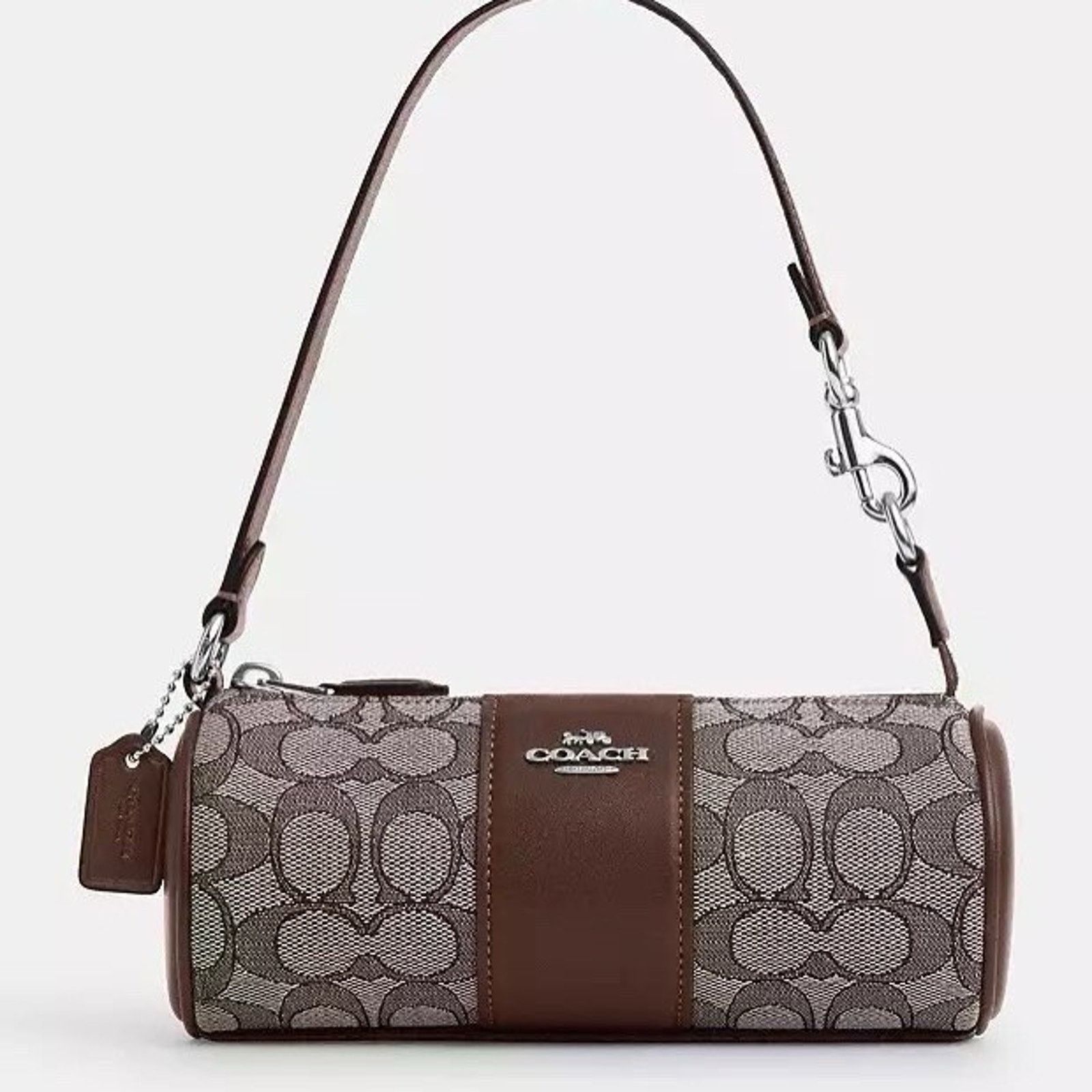 Coach NWT COACH Nolita Barrel Bag Jacquard Silver/Oak/Maple CU989 Size ONE SIZE - 6 Thumbnail