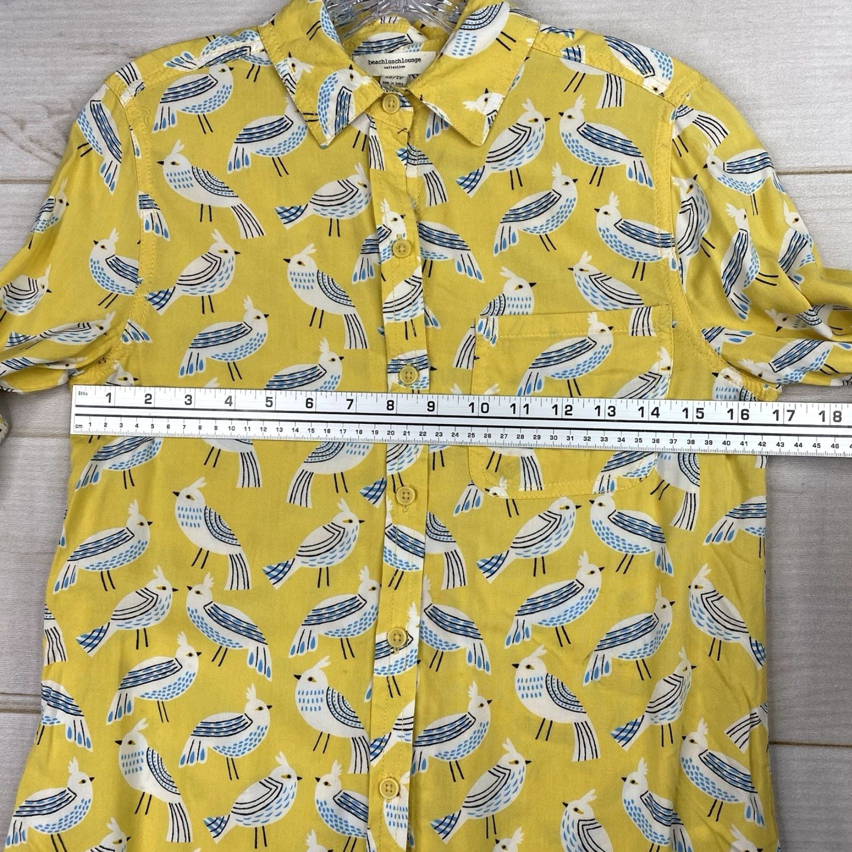 Vintage Beach Lunch Lounge Button-Up Top Womens XS Yellow Bird Long Sleeve Rayon Faded? No Size XS / US 0-2 / IT 36-38 - 7 Thumbnail