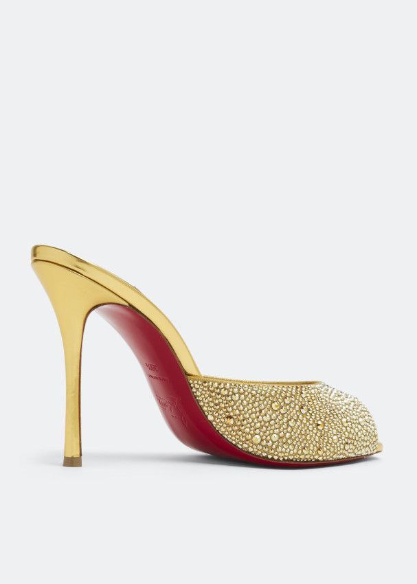 Christian Louboutin o1s1wg110924 Me Dolly Strass Heeled in Golden Size US 8 / IT 38 - 3 Thumbnail