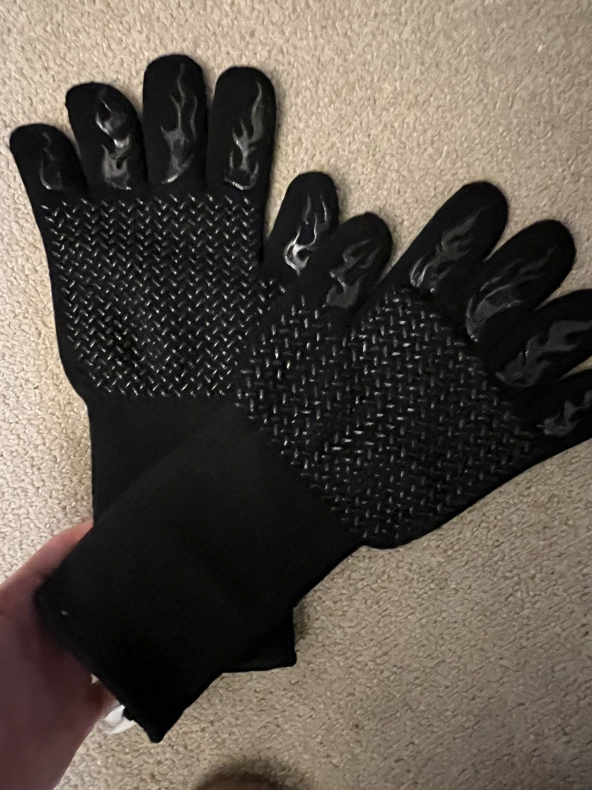 Other × Vintage SICK Y2K flame retardant flame graphics black long gloves Size ONE SIZE - 4 Thumbnail