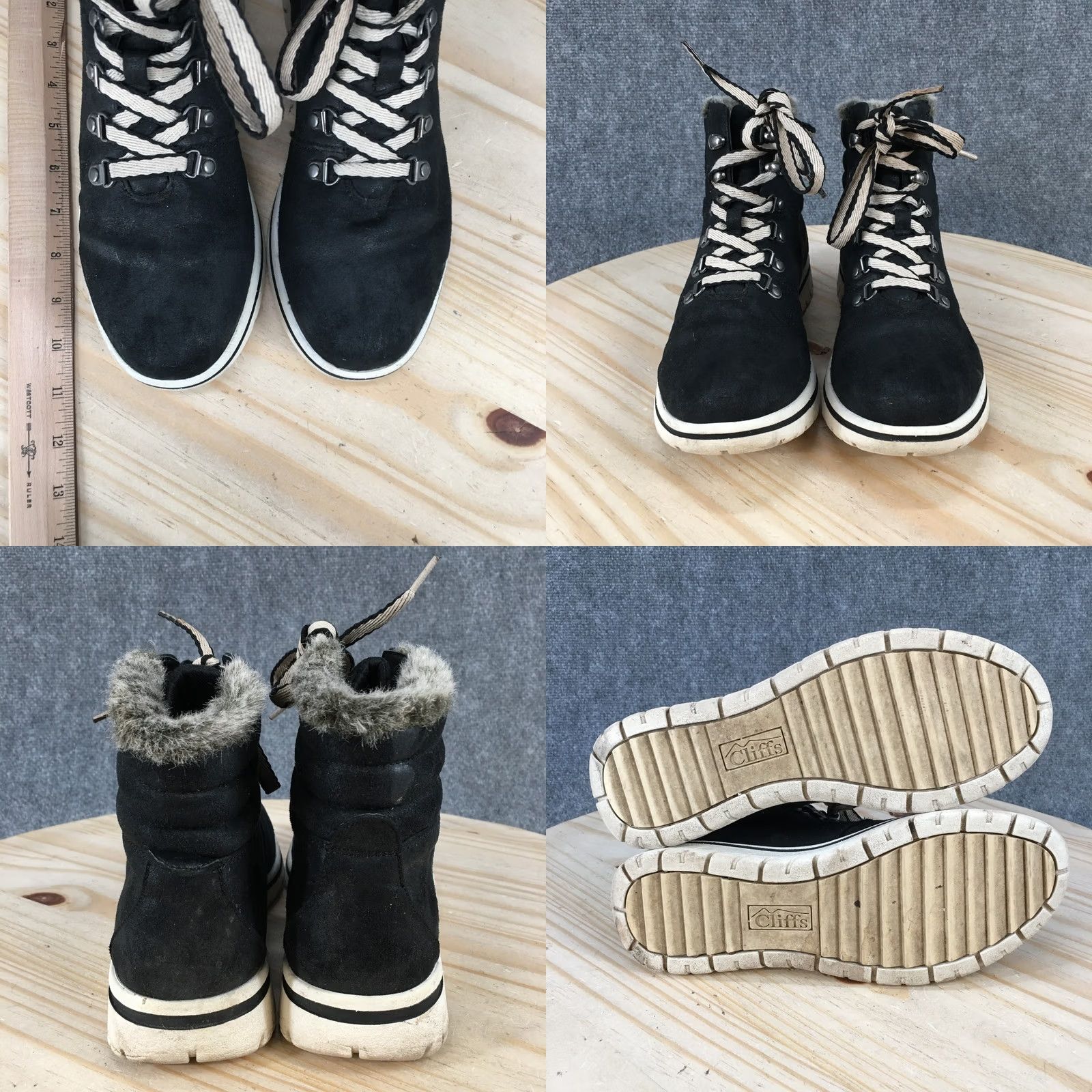 Vintage Cliffs By White Mountain Hallett Bootie Womens 9 M Lace Up Winter Black Bootie Shoes Size US 9 / IT 39 - 8 Thumbnail