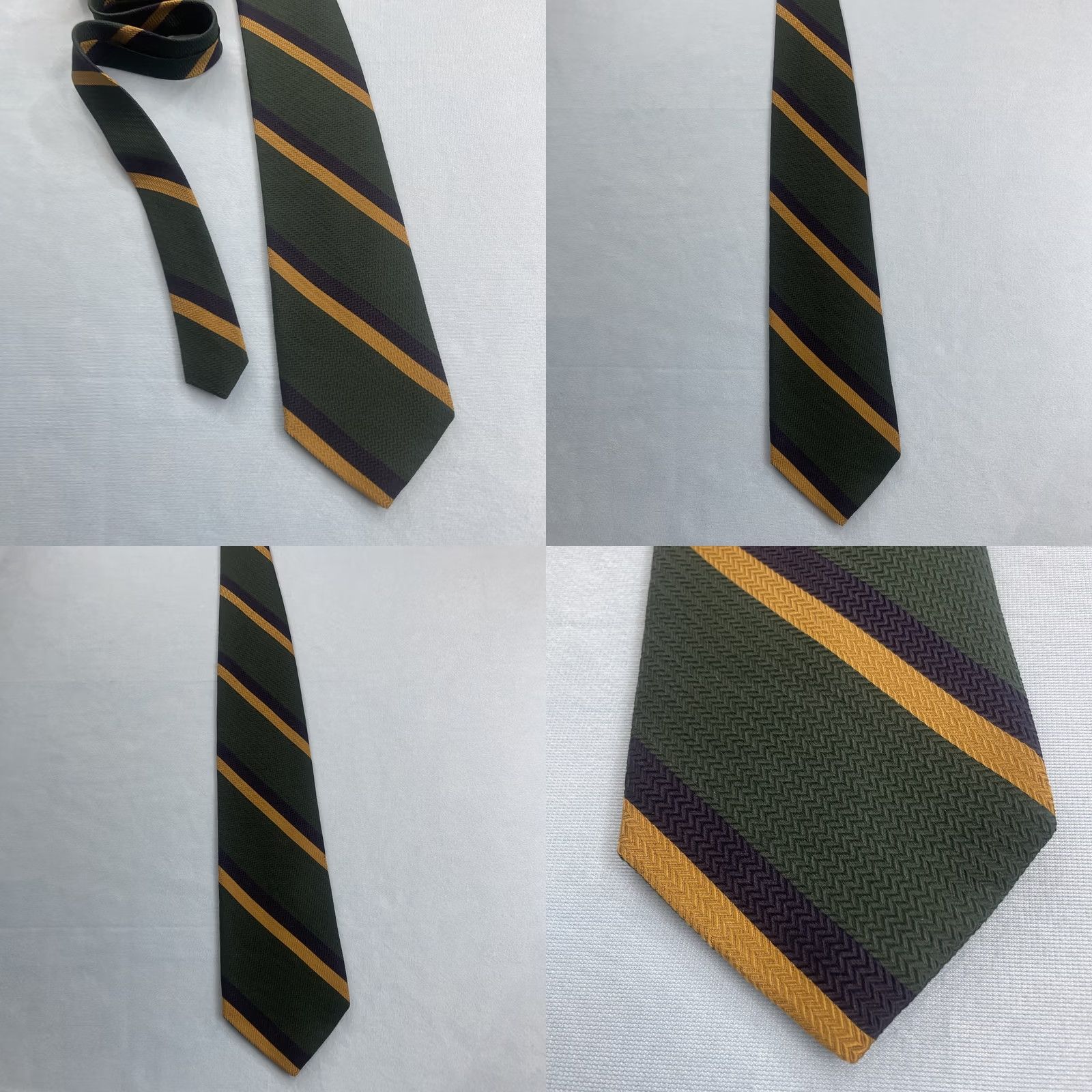 Vintage VINTAGE Ferrel Reed Tie Silk Wide Green Gold Black Repp 58" USA 4x58 Men Neck Striped Pattern Size ONE SIZE - 8 Thumbnail