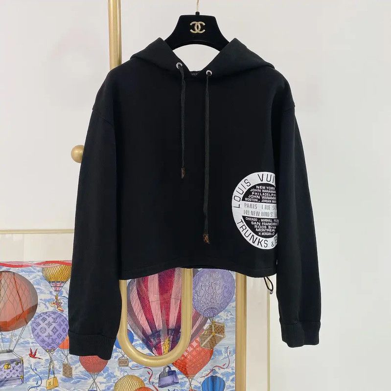 Louis Vuitton Louis Vuitton Black Cotton Logo Hoodie for Women 0089 Size XS / US 0-2 / IT 36-38 - 1 Thumbnail