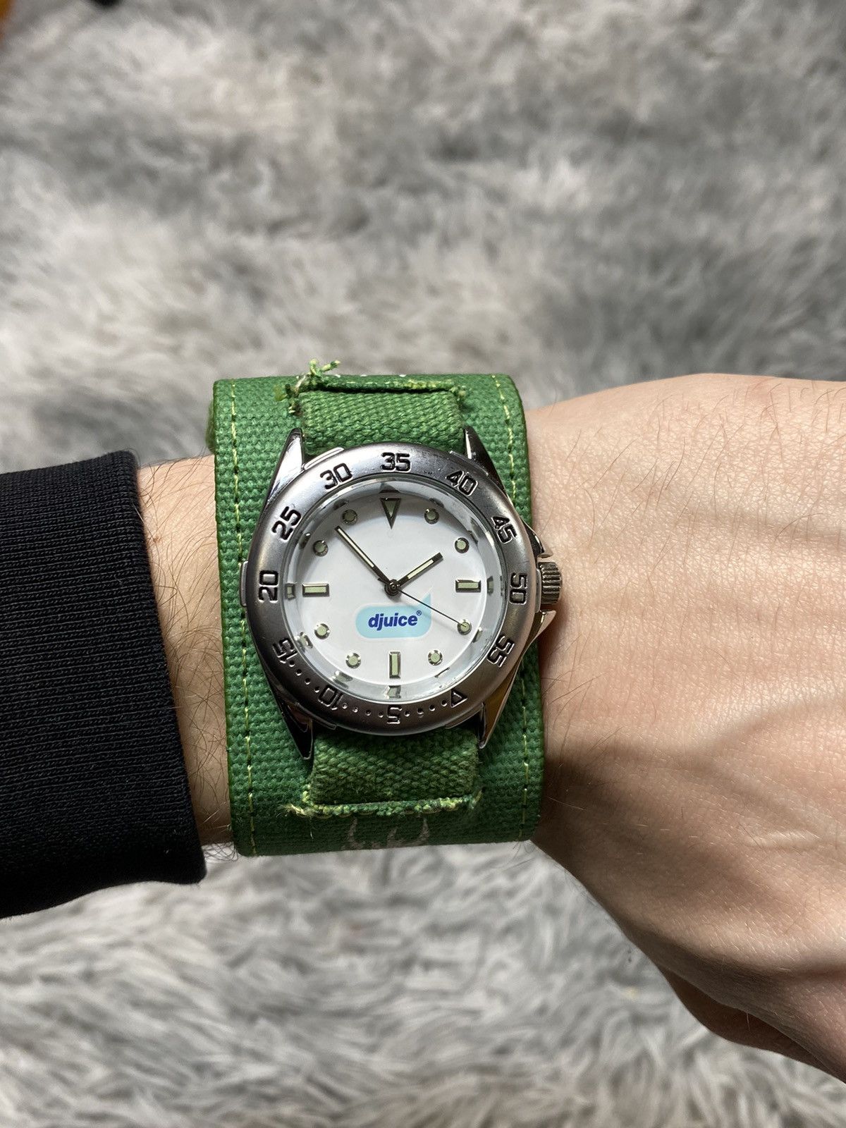 Jewelry × Vintage Vintage Djuice Promo Watch Green Canvas Strap Japanese Brand Size ONE SIZE - 13 Thumbnail