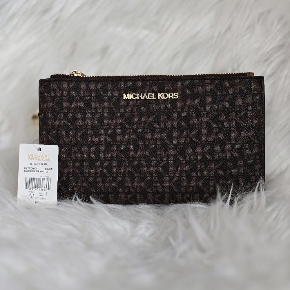Michael Kors Brown Monogram Wristlet