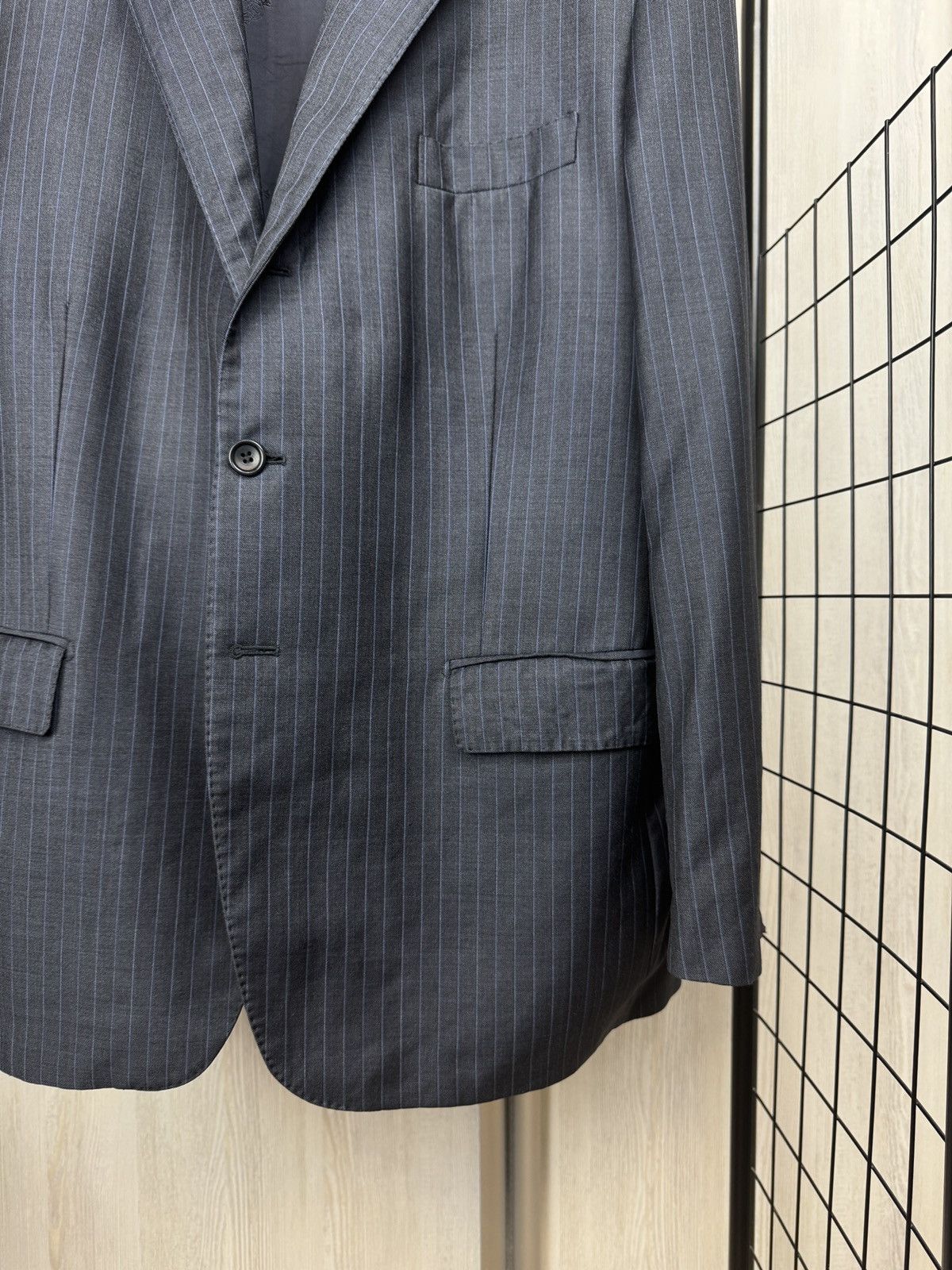 Boggi Boggi Milano vintage wool navy blue striped 3 button suit Size 46R - 5 Thumbnail