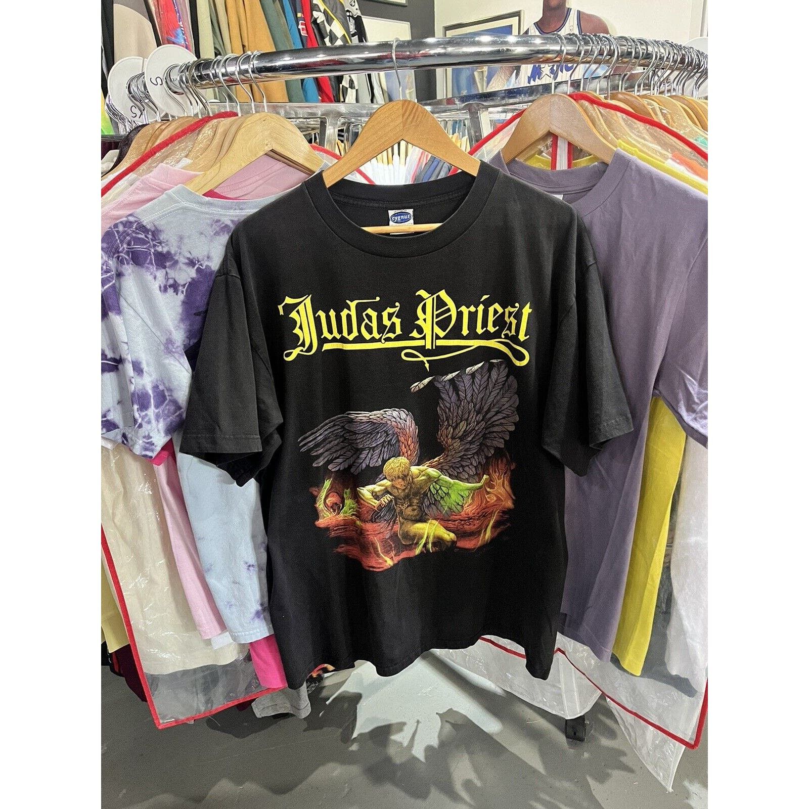 image of Vintage 90's Judas Priest Band T Shirt Size XL Cygnus in Black, Men's