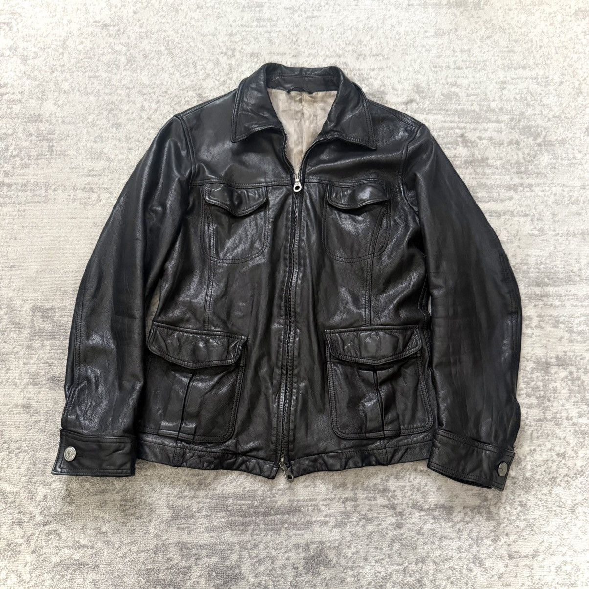 Yohji Yamamoto Early 2000's Kyoji Maruyama Jersey Cowhide Leather Jacket Size US M / EU 48-50 / 2 - 1 Thumbnail