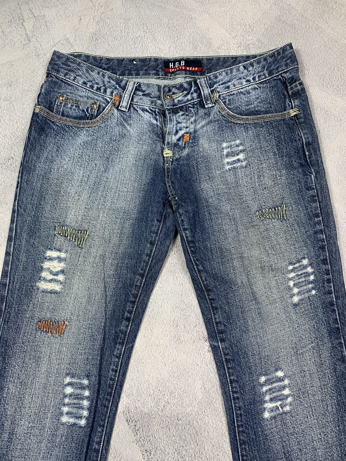 Other Vintage Y2KJapanese denim stripe trousers low rise jeans 30 Size 30" / US 8 / IT 44 - 2 Thumbnail