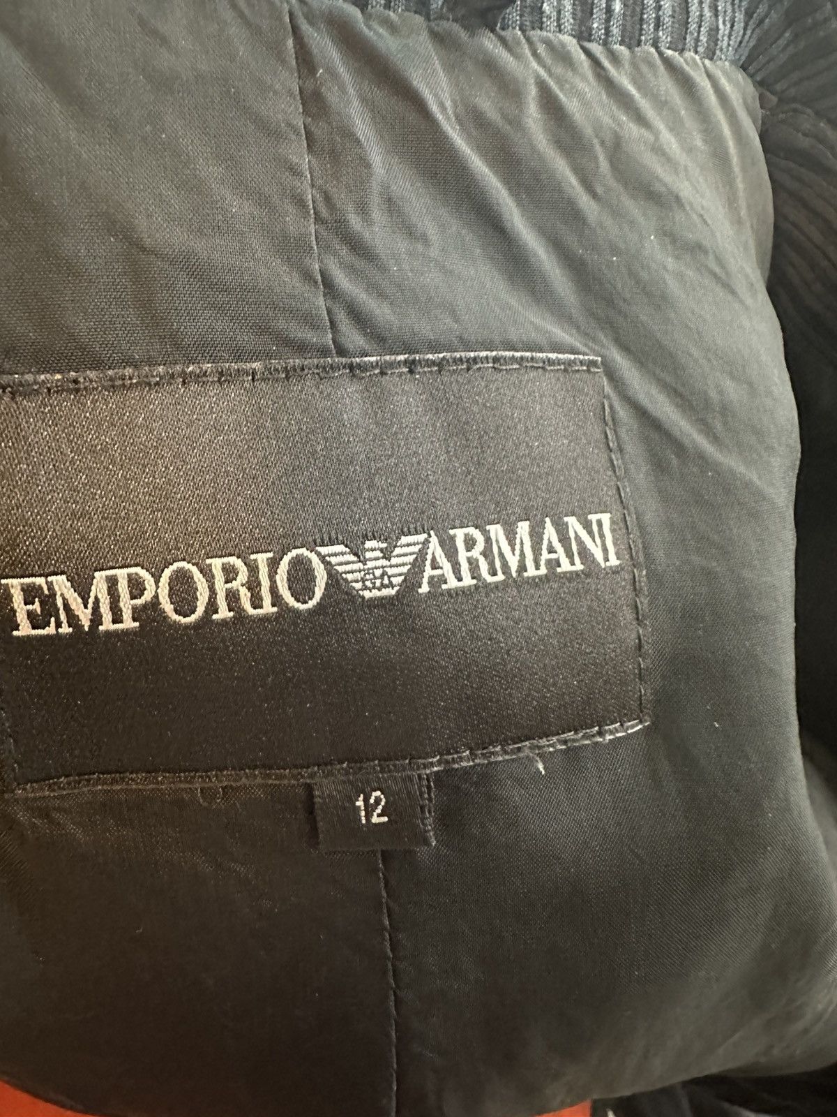 Emporio Armani Emporio Armani Black & Gray Ribbed Pinstripe Blazer Jacket Size XL / US 12-14 / IT 48-50 - 7 Thumbnail