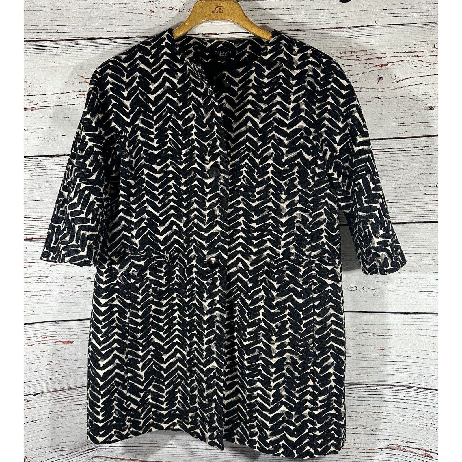 Talbots Talbots Dress Coat Overcoat Black & White Abstract Herringbo Size XL / US 12-14 / IT 48-50 - 17 Thumbnail