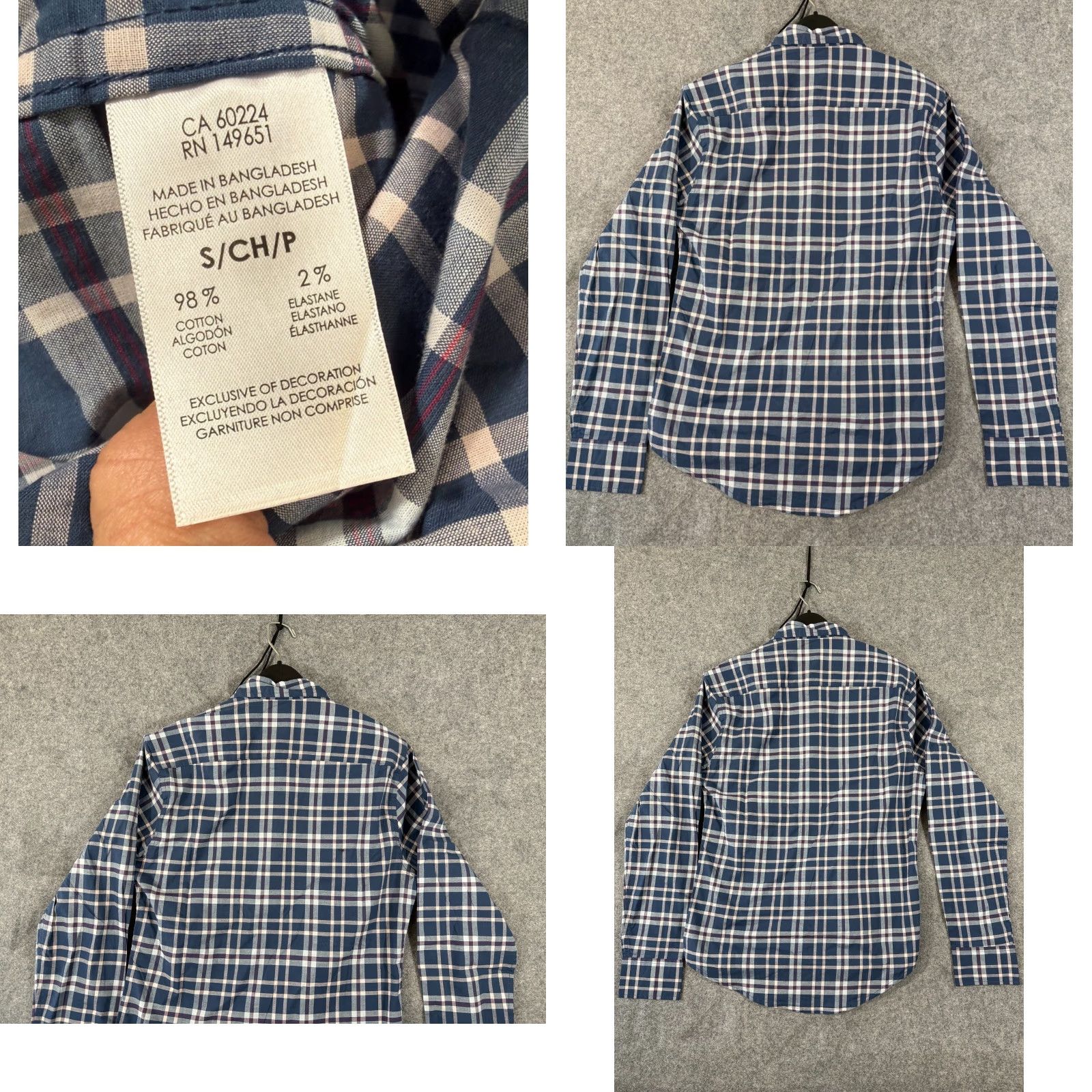 Bonobos Bonobos Button-Up Shirt Mens Small Blue White Plaid Stretch Long Sleeve NWT Size US S / EU 44-46 / 1 - 8 Thumbnail
