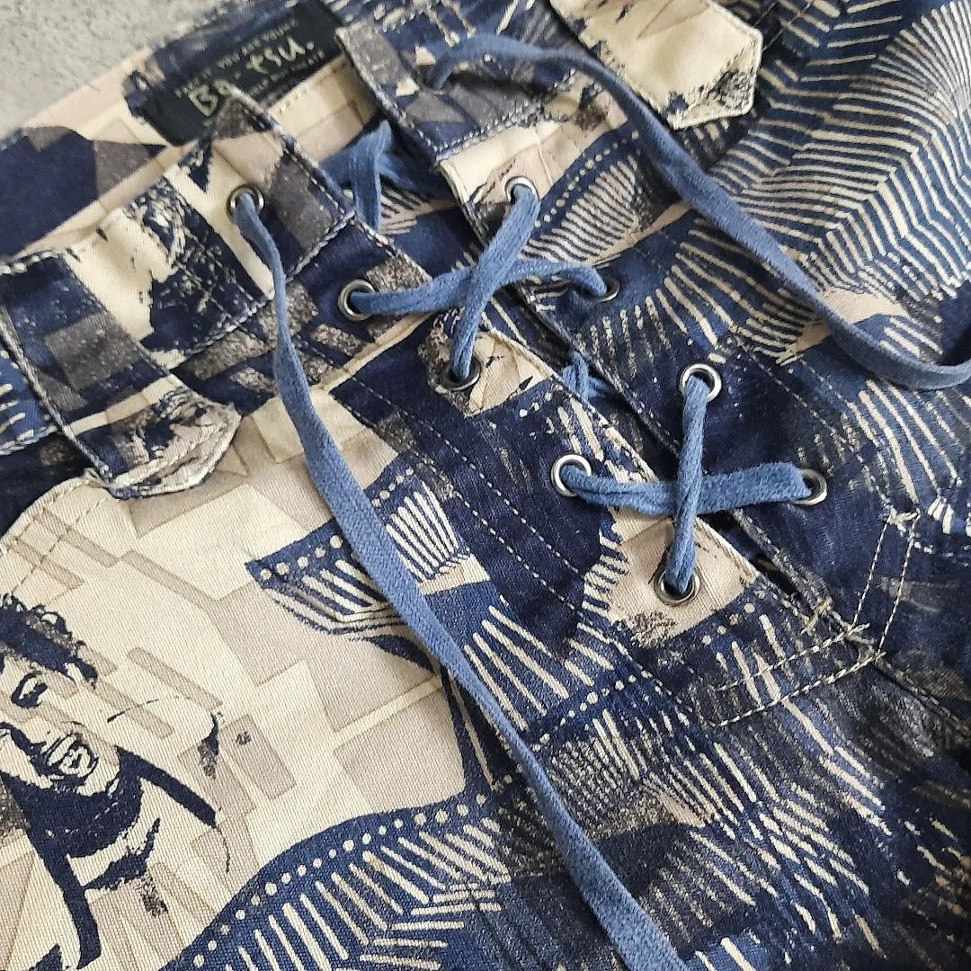 Hysteric Glamour × Le Grande Bleu (L.G.B.) × Tornado Mart Ba Tsu Over Print Flare Pants Size US 29 - 3 Thumbnail