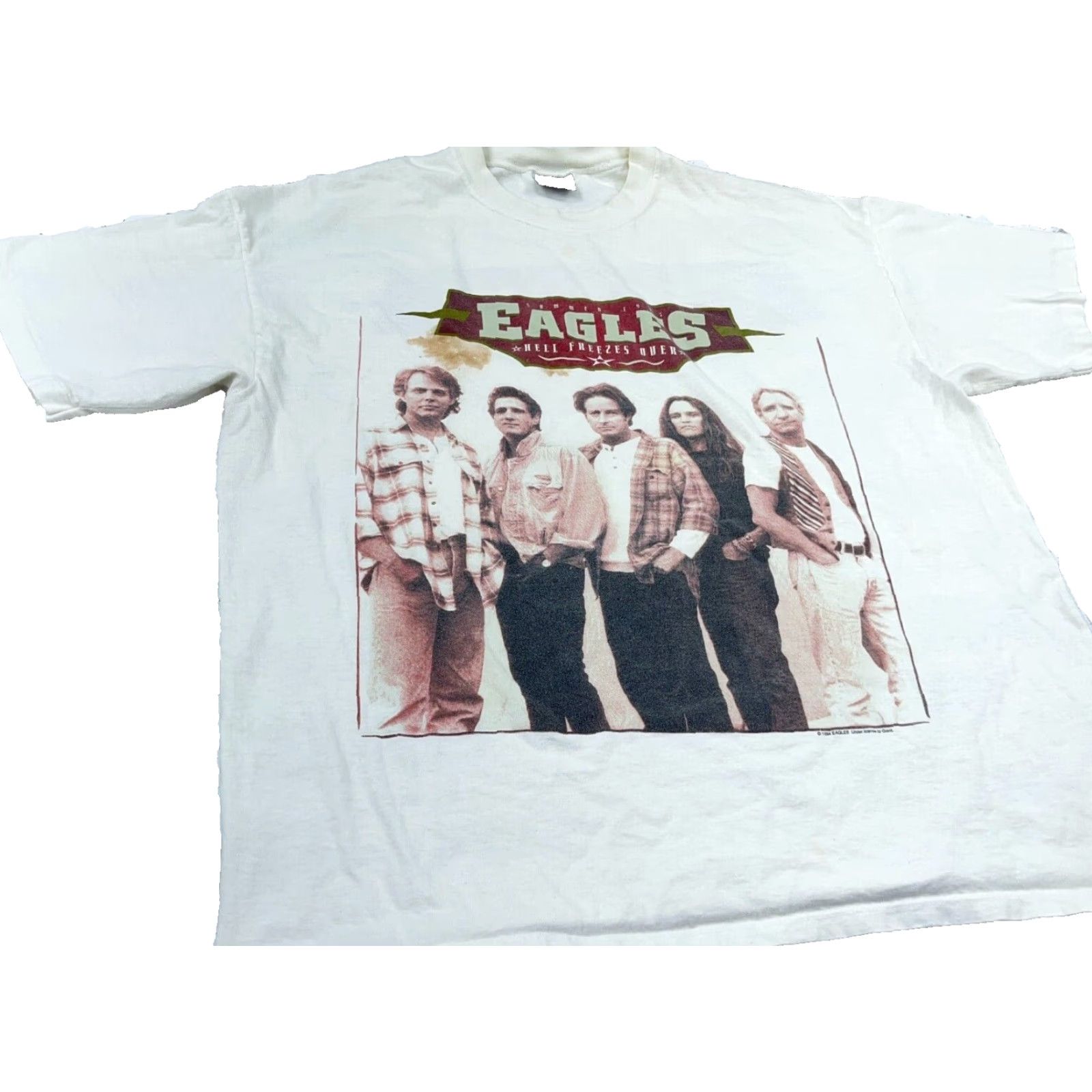 Vintage VINTAGE Eagles Shirt Men 2XL White Hell Freezes Over Band Tee 90s 94 Stains Size US XXL / EU 58 / 5 - 2 Thumbnail