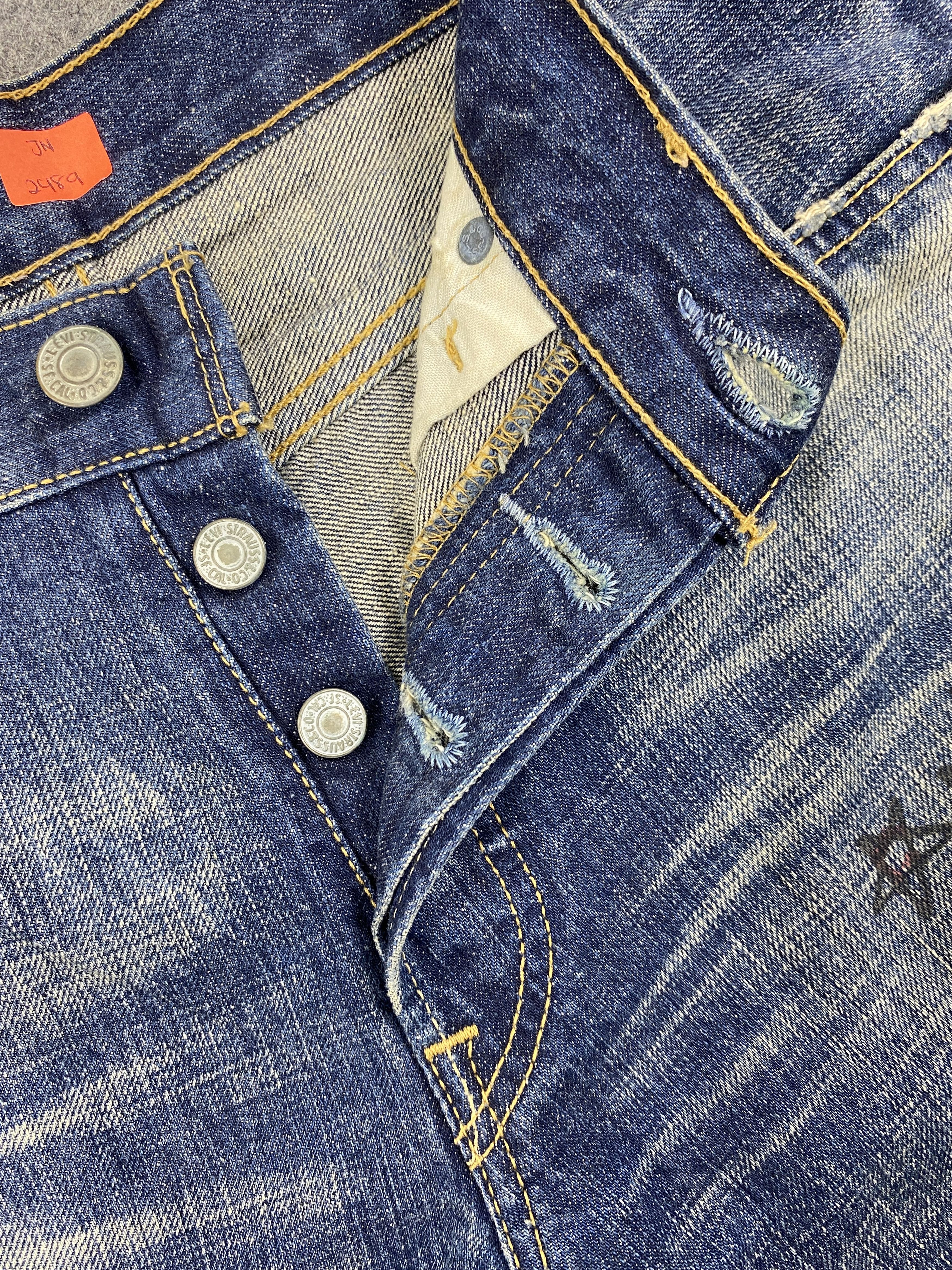Levi's Ripped Written Blue Vintage Levi's 501 32x31.5 Denim -JN2489 Size US 32 / EU 48 - 6 Thumbnail